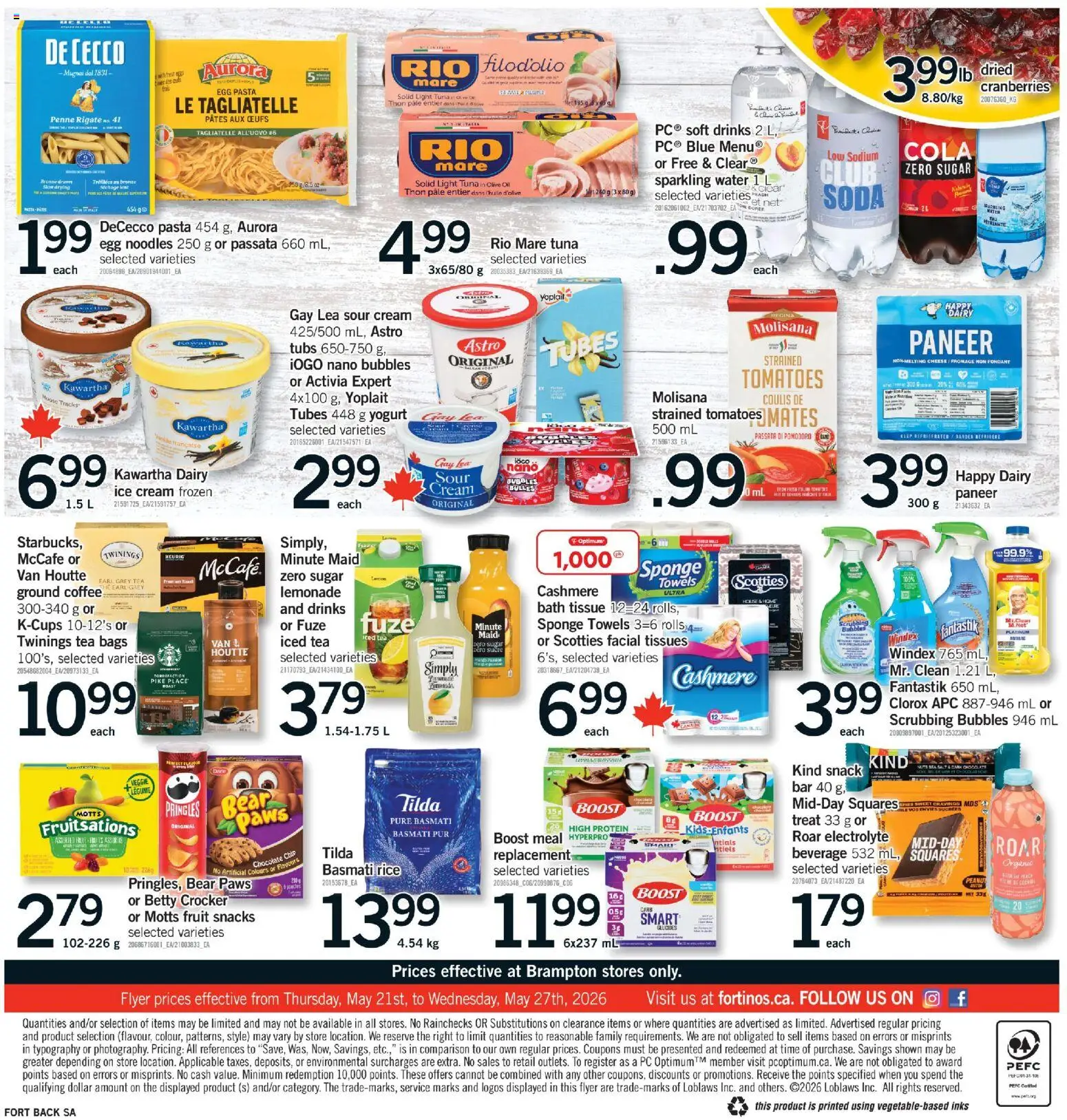 Fortinos flyer valid from 21.05.2026 | Page: 2 | Products: Rice, Noodles, Cream, Oil