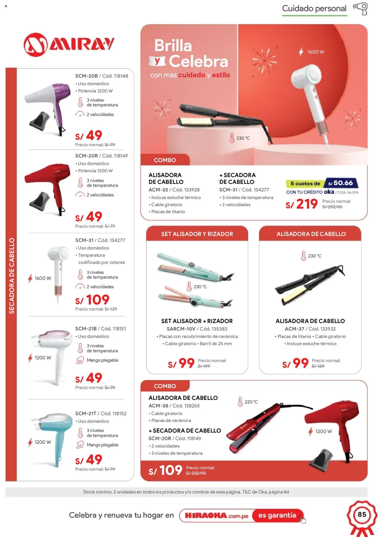 Catálogo Hiraoka válido desde 11/07/2026 | Página: 85 | Productos: Cable, Secadora, Rizador