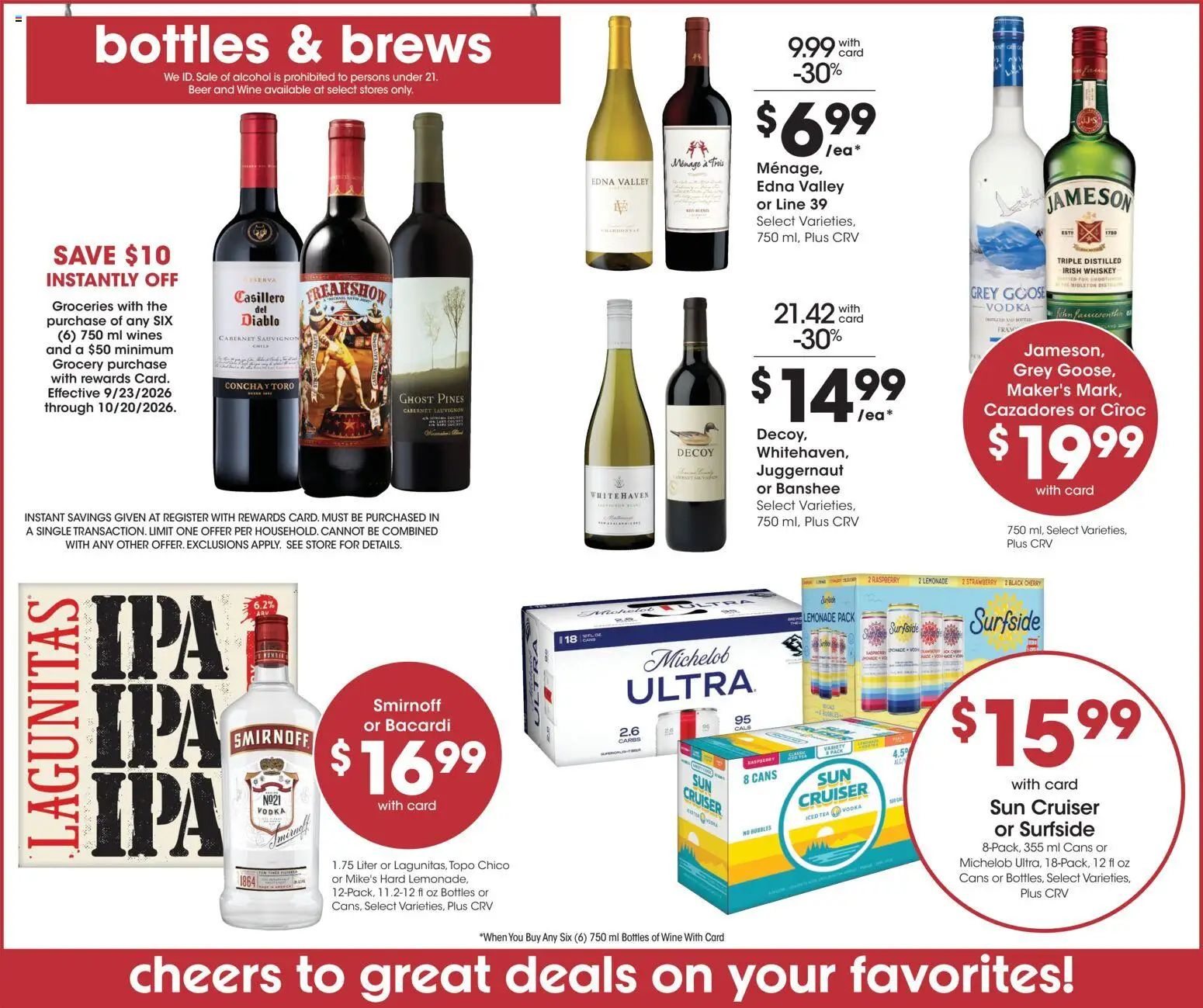 Ralphs Weekly Ad - valid from 09/30/2026 | Page: 13 | Products: Groceries, Wine, Whiskey, Caro