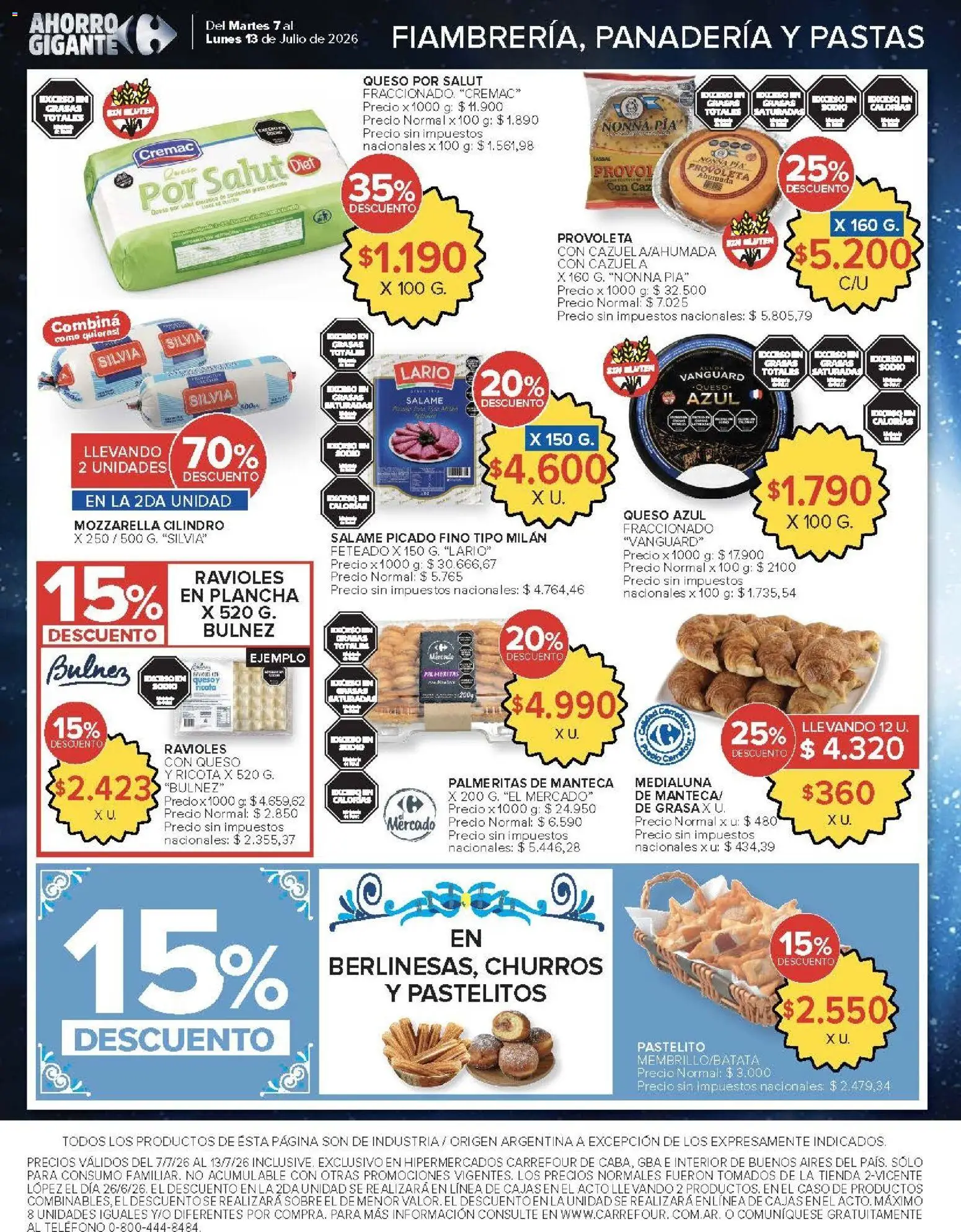 Carrefour - AHORRO AA │ válido desde el 07/07/2026 | Página: 11 | Productos: Panadería, Medialuna, Plancha, Salame