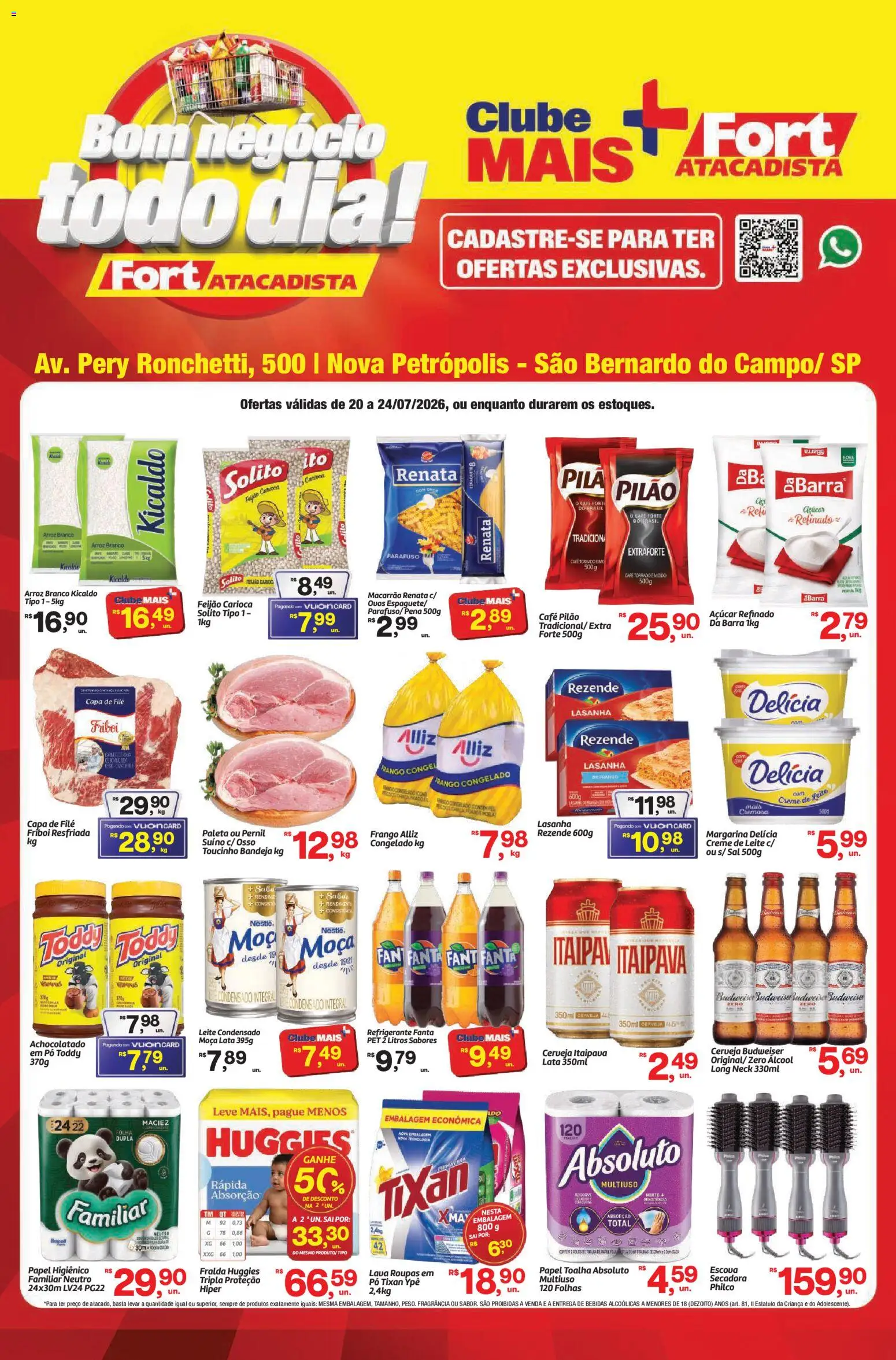 Fort Atacadista Folheto - válido de 20/07/2026 | Página: 1 | Produtos: Papel toalha, Escova, Leite, Creme