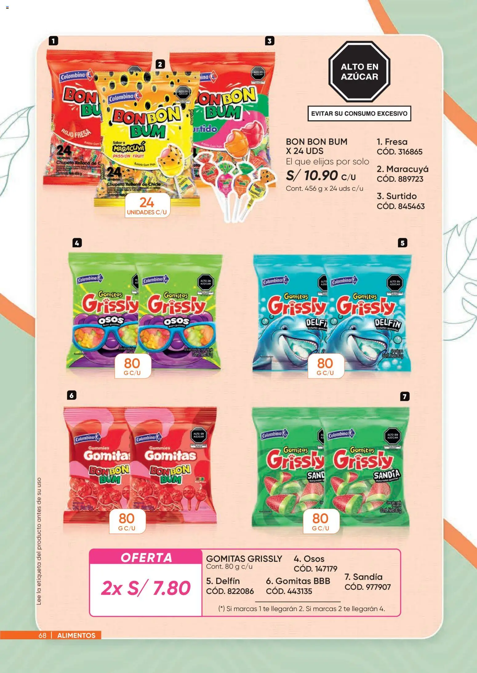Catálogo Azzorti válido desde 09/03/2026 | Página: 68 | Productos: Chicle, Té, Sandía, Azúcar