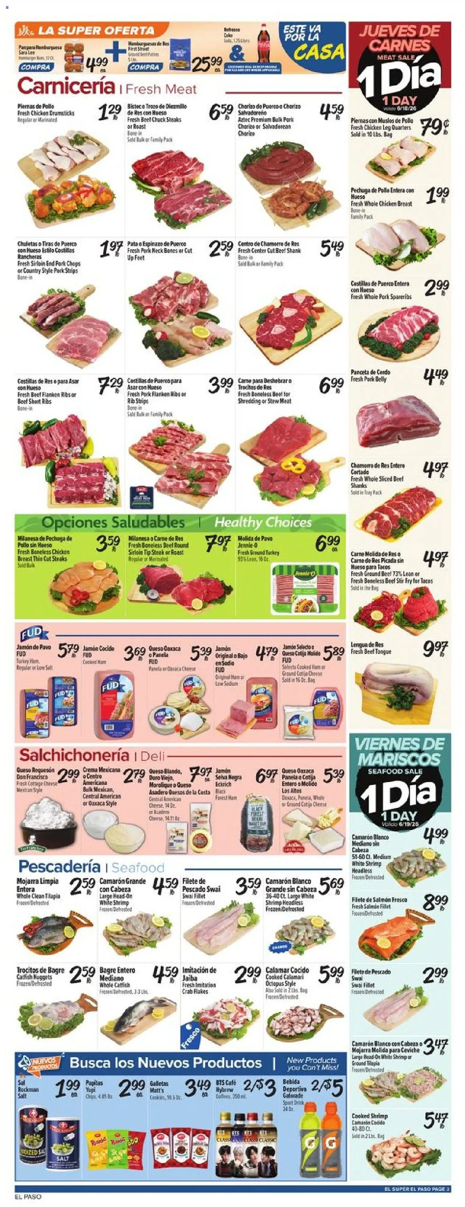 El Super Weekly Ad - TX - valid from 17.06.2026 | Page: 3 | Products: Cheese, Pork, Beef, Bag