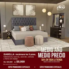 Vista previa de Muebles Dico catálogo Medio año, medio precio, nuevo folleto de la tienda, válido en México a partir del 01/08/2026 | Página: 15 | Productos: Cómoda, Cabecera, Buró