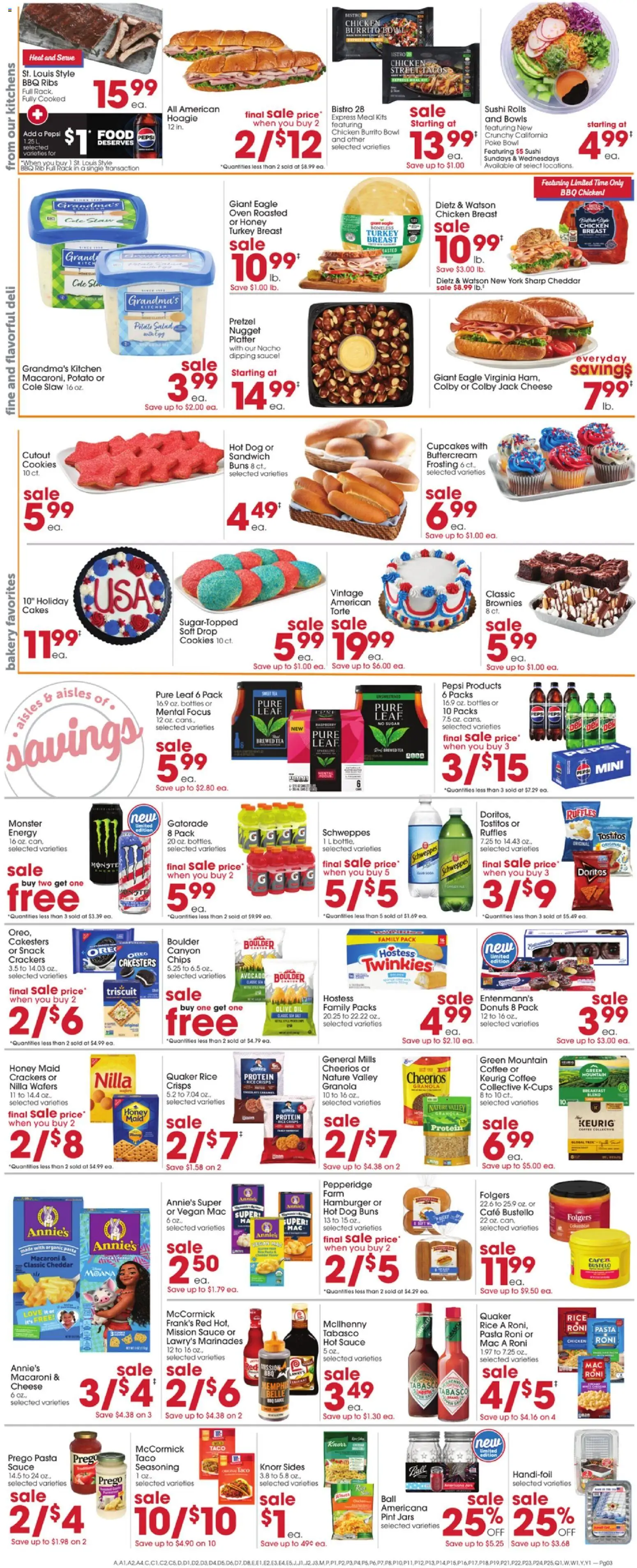 Giant Eagle Weekly Ad - valid from 06/25/2026 | Page: 3 | Products: Cheese, Oil, Cookies, Raspberry