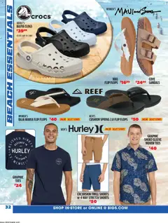 Preview of Big 5 Sporting Goods weekly ads valid from 26.05.2026 | Page: 32 | Products: Shorts, Cushion, Sandals, Flops