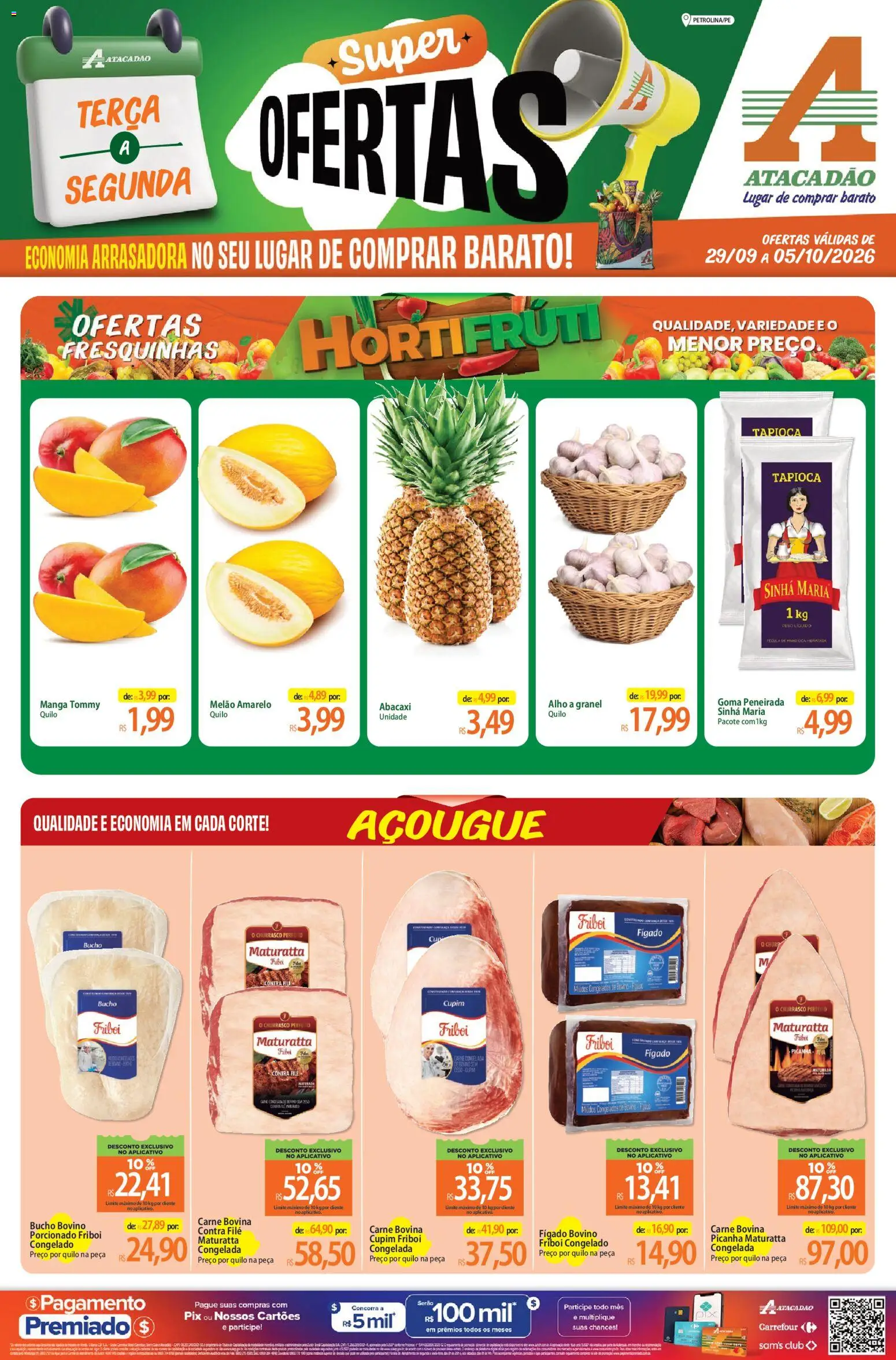 Atacadão Folheto - válido de 29/09/2026 | Página: 1 | Produtos: Alho, Carne bovina, Contra filé, Carne