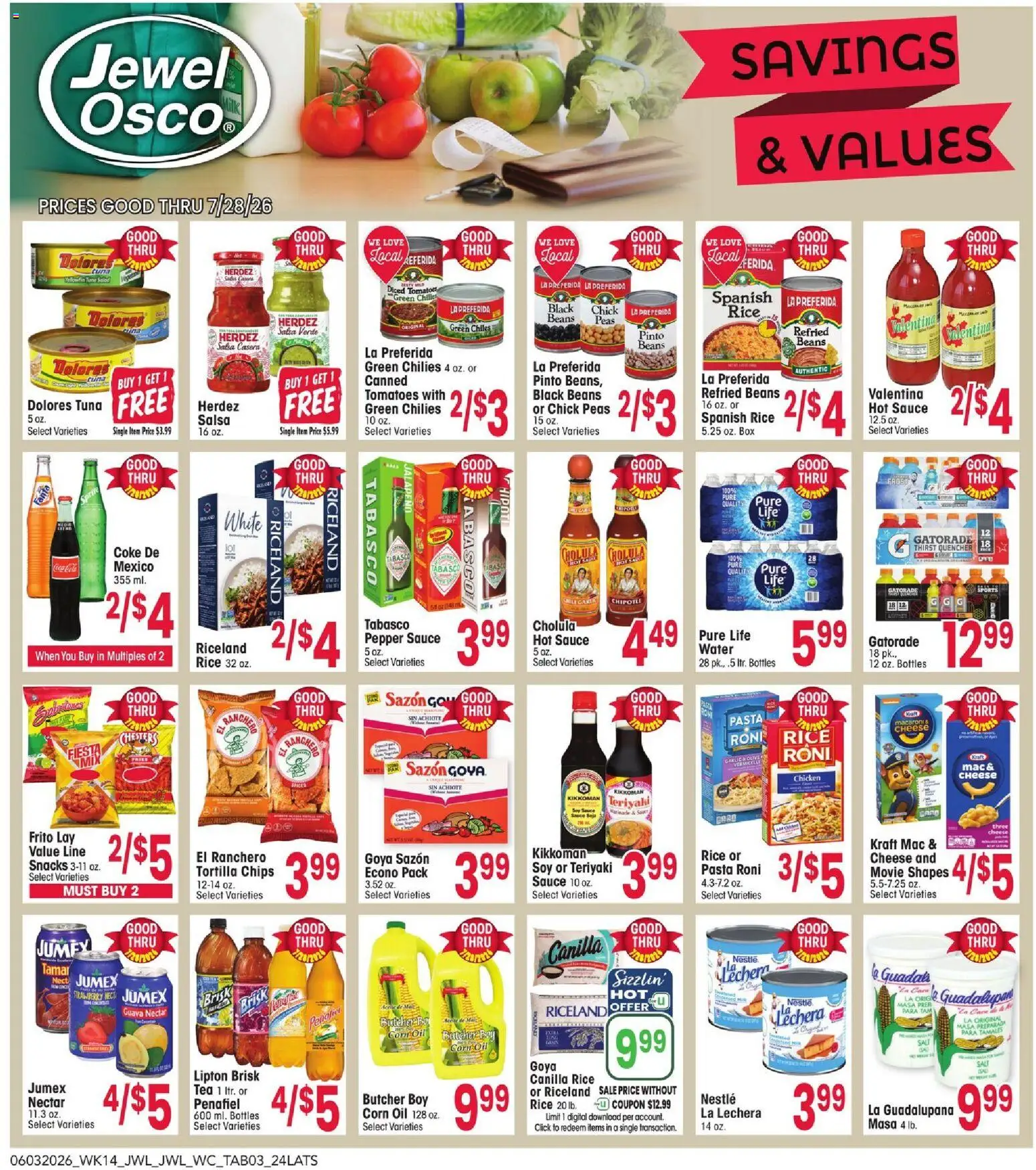 Jewel Osco Savings&Values - valid from 03.06.2026 | Page: 3 | Products: Cheese, Rice, Chips, Sauce
