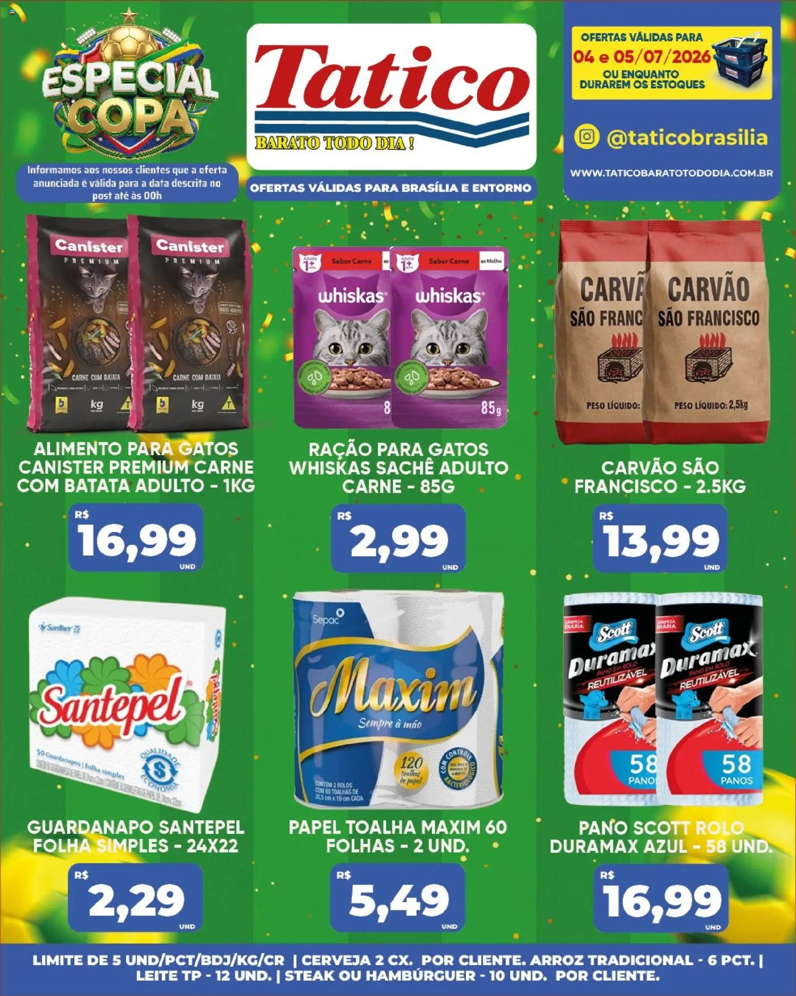 Tatico Folheto - válido de 04/07/2026 | Página: 29 | Produtos: Leite, Arroz, Carne, Hambúrguer