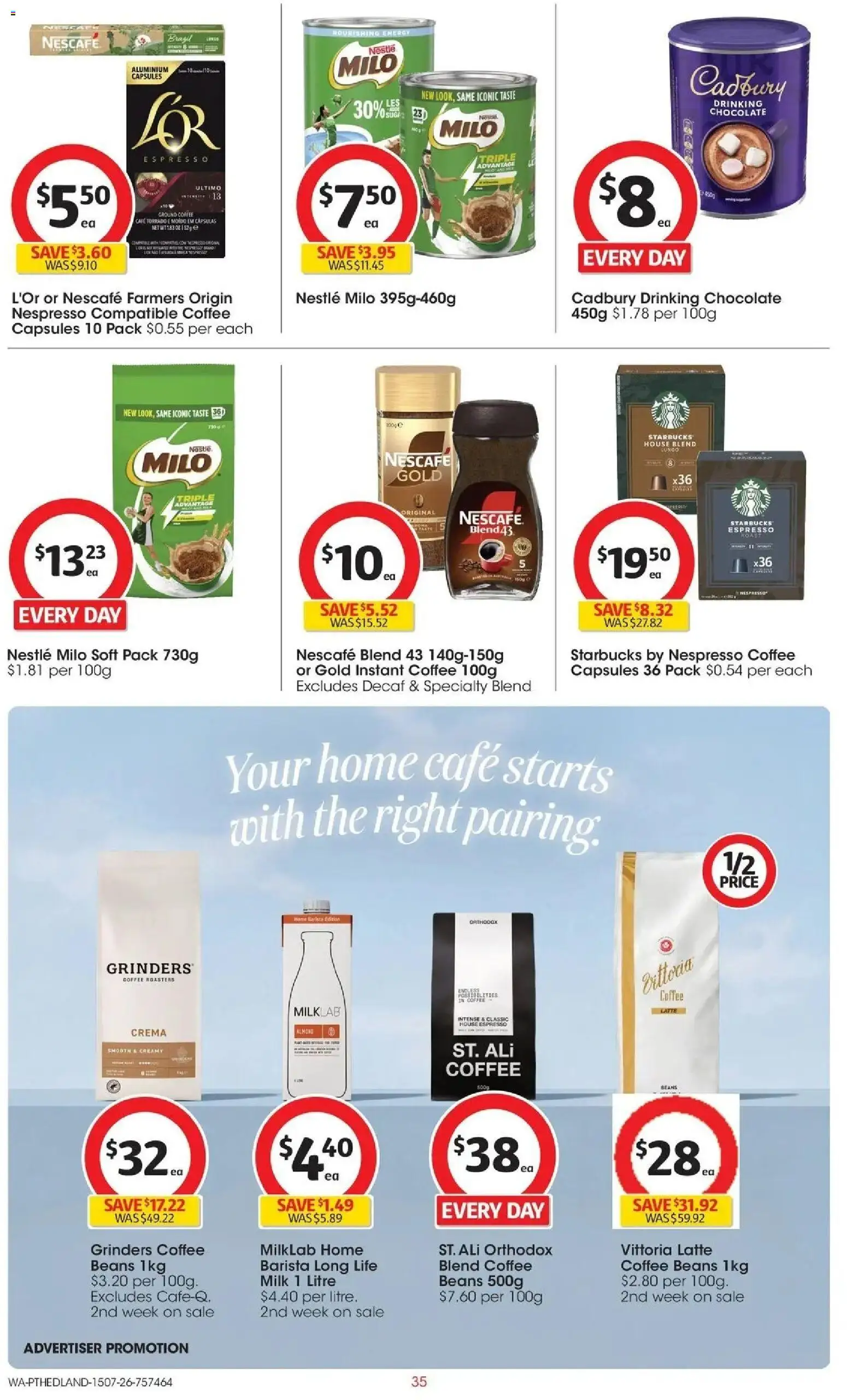 Coles catalogue - valid from 15/07/2026 | Page: 35 | Products: Milk, Coffee, Chocolate, Nescafe