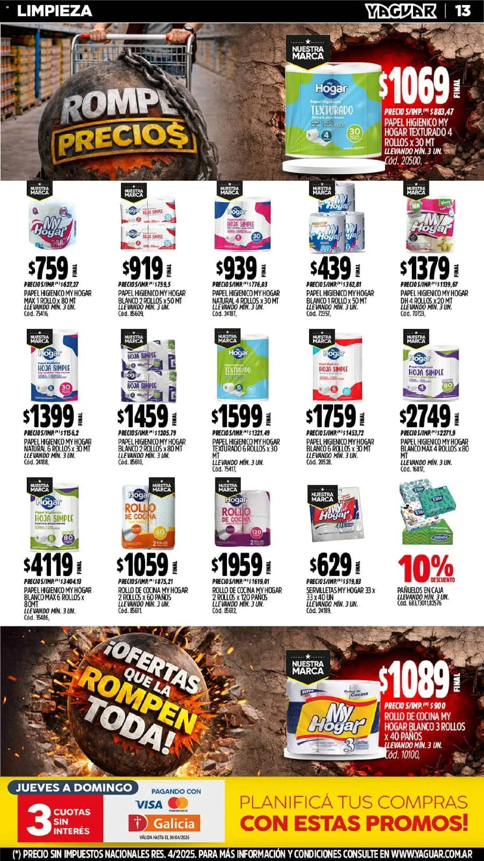 Yaguar - Oferta Semanal General Roca │ válido desde el 06/04/2026 | Página: 14 | Productos: Papel higiénico, Cocina, Servilletas, Caja