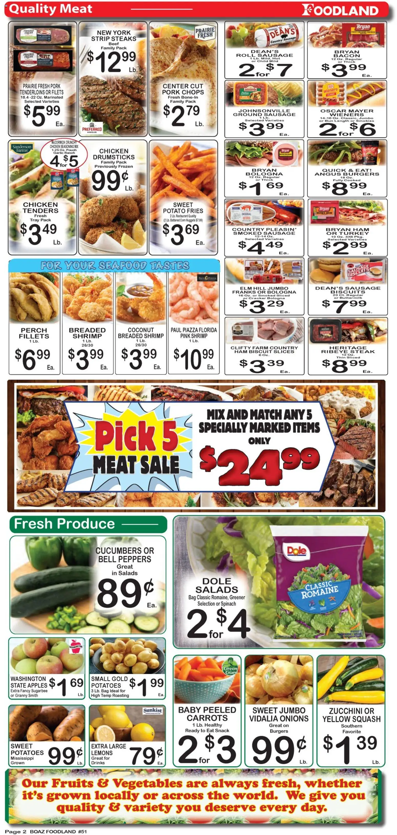 Foodland Weekly Ad - valid from 12.05.2026 | Page: 2 | Products: Squash, Zucchini, Apples, Seafood