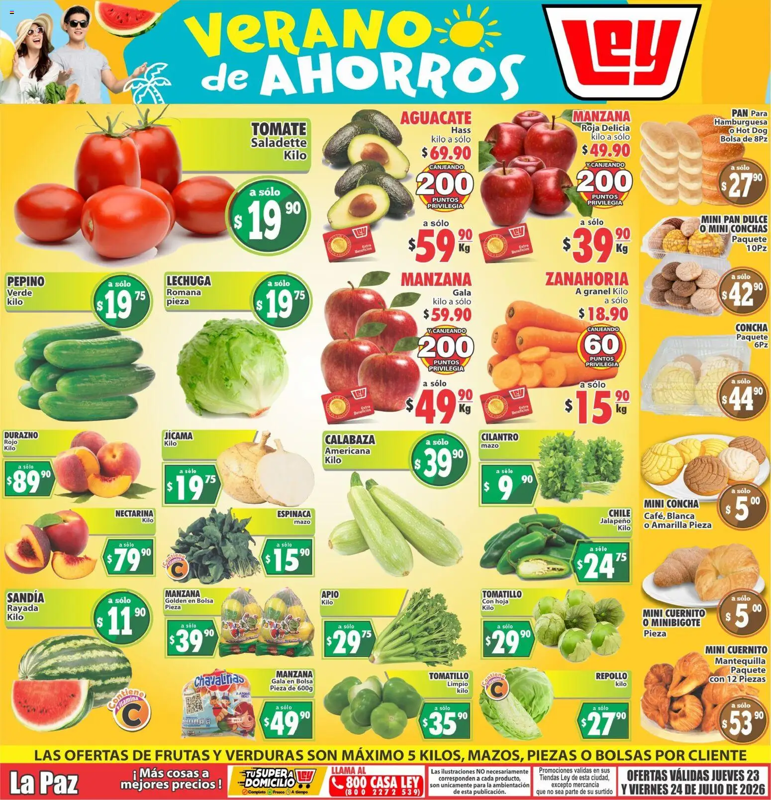 Nuevas ofertas de Casa Ley válidas en toda la República Mexicana desde el 24/07/2026. ¡Encuentra las mejores ofertas en Casa Ley folleto Las ofertas de frutas y verdunas! | Página: 1