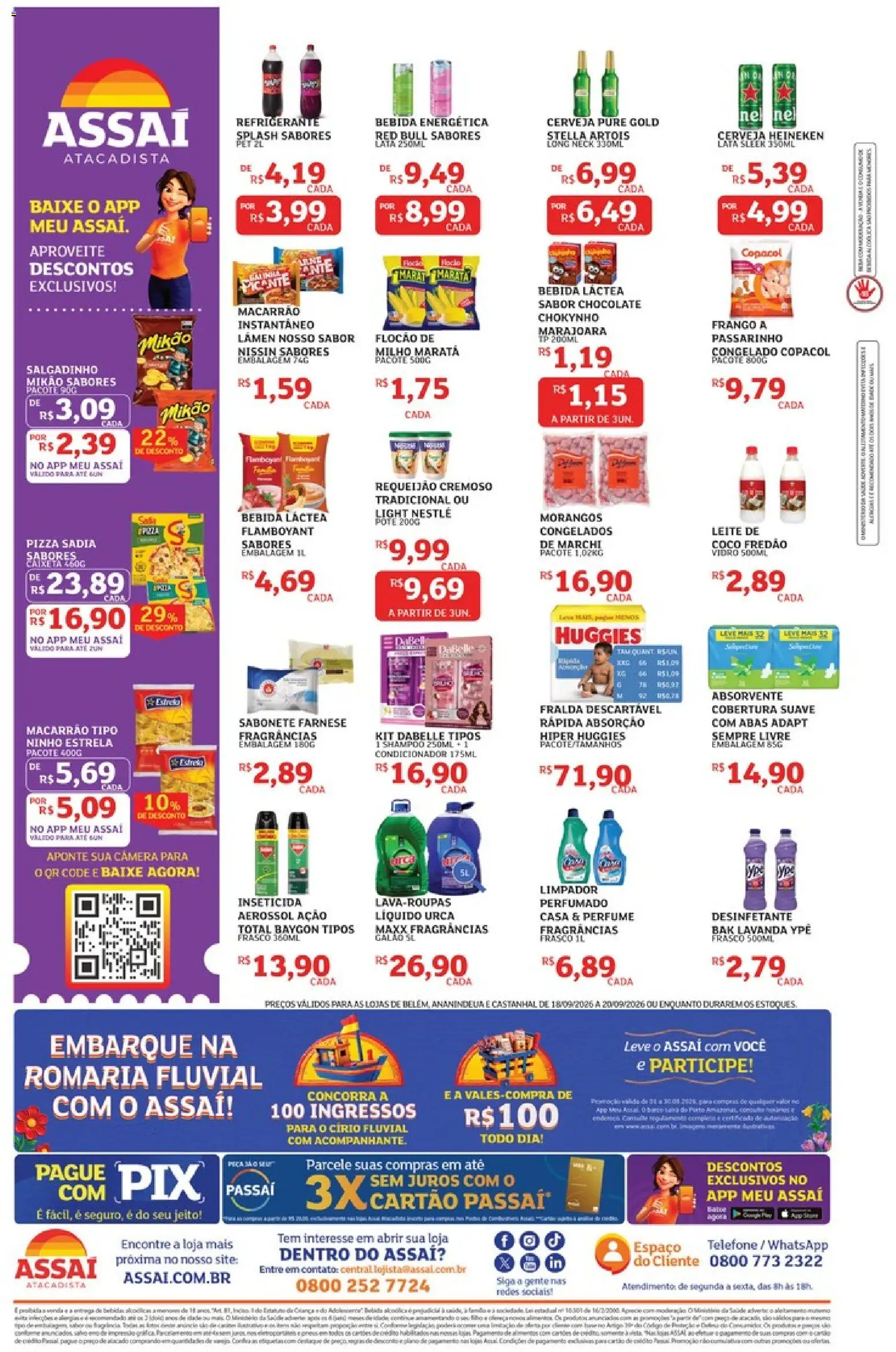 Assaí Atacadista Folheto - válido de 18/09/2026 | Página: 2 | Produtos: Pizza, Bebida, Telefone, Absorvente