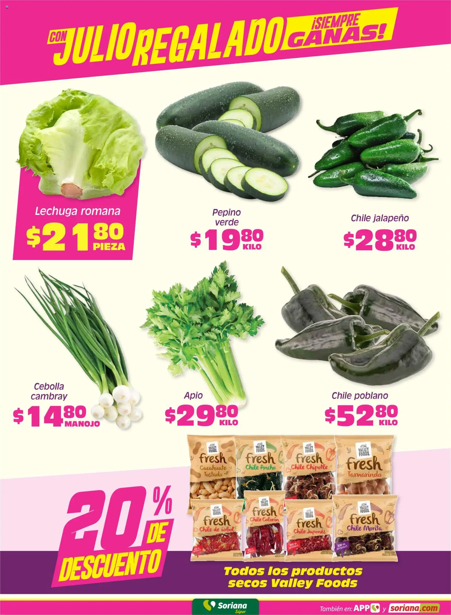 Nuevas ofertas de Soriana válidas en toda la República Mexicana desde el 03/07/2026. ¡Encuentra las mejores ofertas en Soriana Fin de Semana Súper: Ver, Tab, Chis, Camp, Yuc y Q. Roo! | Página: 2 | Productos: Cebolla, Cacahuate, Apio, Lechuga