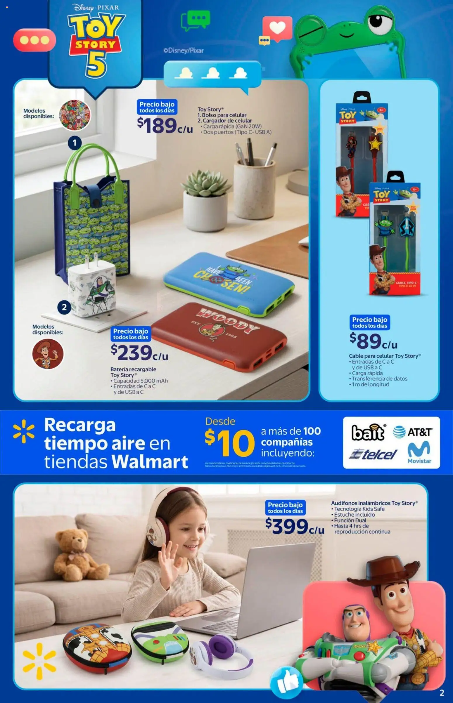 Nuevas ofertas de Walmart válidas en toda la República Mexicana desde el 22/07/2026. ¡Encuentra las mejores ofertas en Walmart folleto Precios bajos todos los días! | Página: 2 | Productos: Usb, Audífonos, Cable, Batería