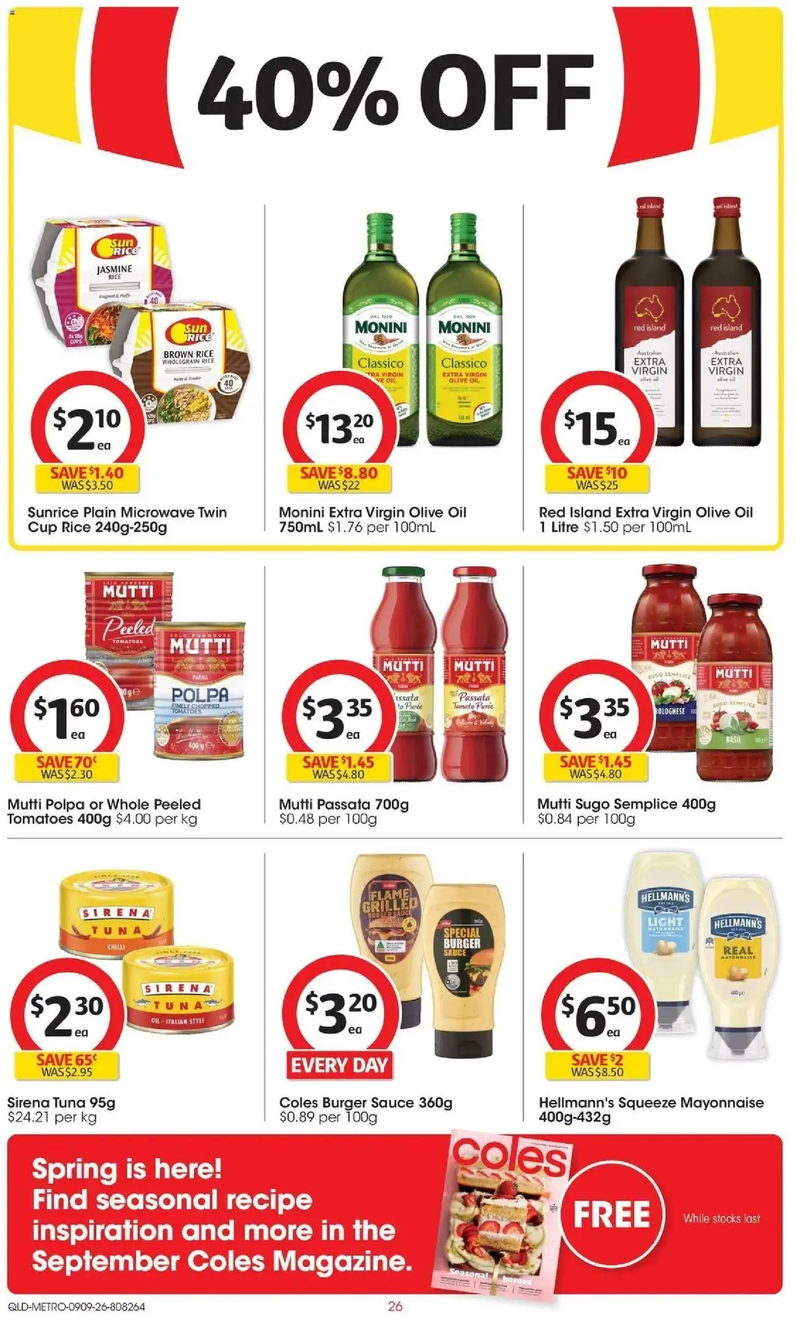 ﻿Coles catalogue valid from 09/09/2026 > Online Australia | Page: 26 | Products: Oil, Rice, Mayonnaise, Tuna