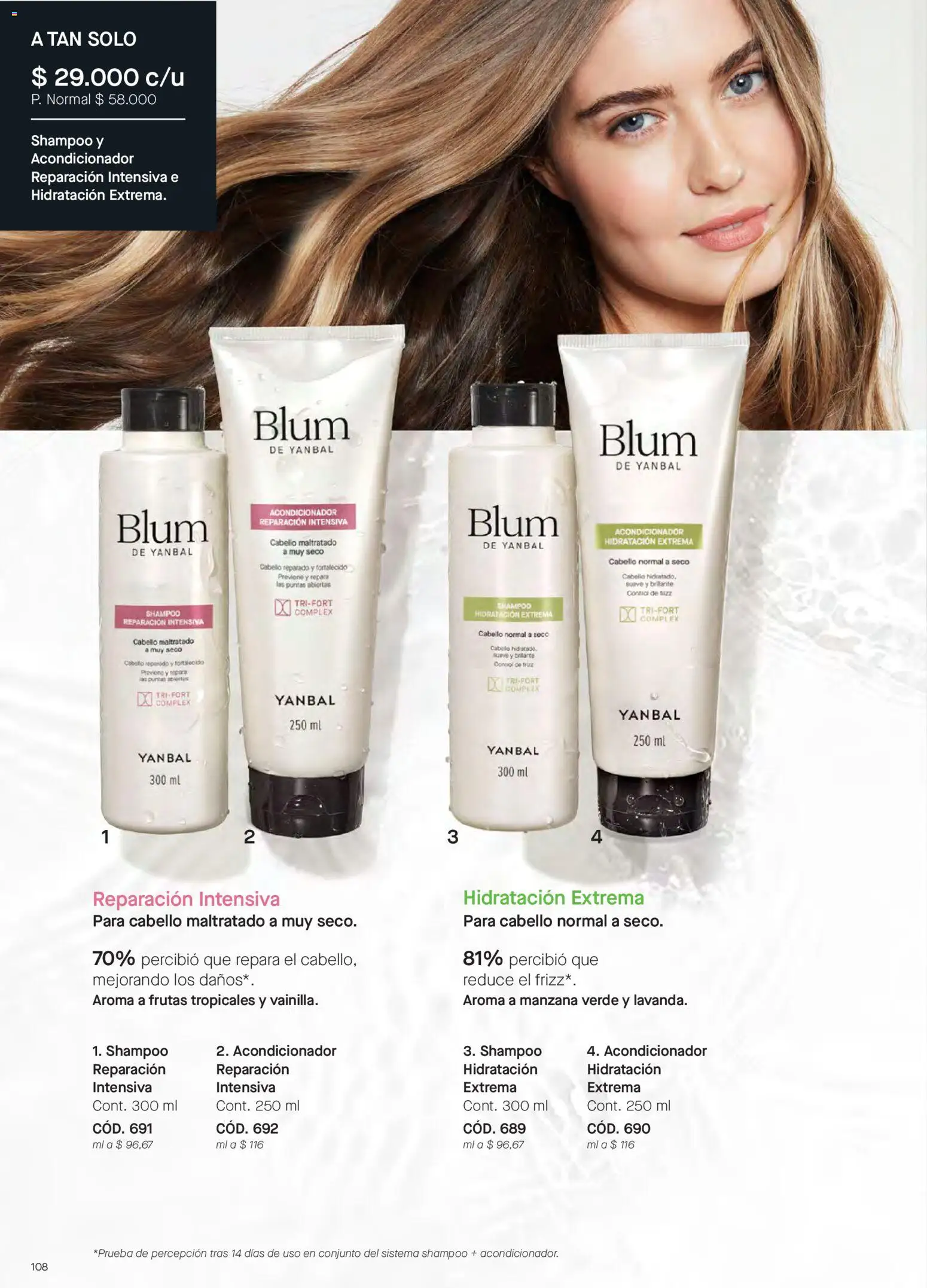 Yanbal revista - valida desde el 18/07/2026 | Página: 108 | Productos: Shampoo, Manzana, Acondicionador, Conjunto