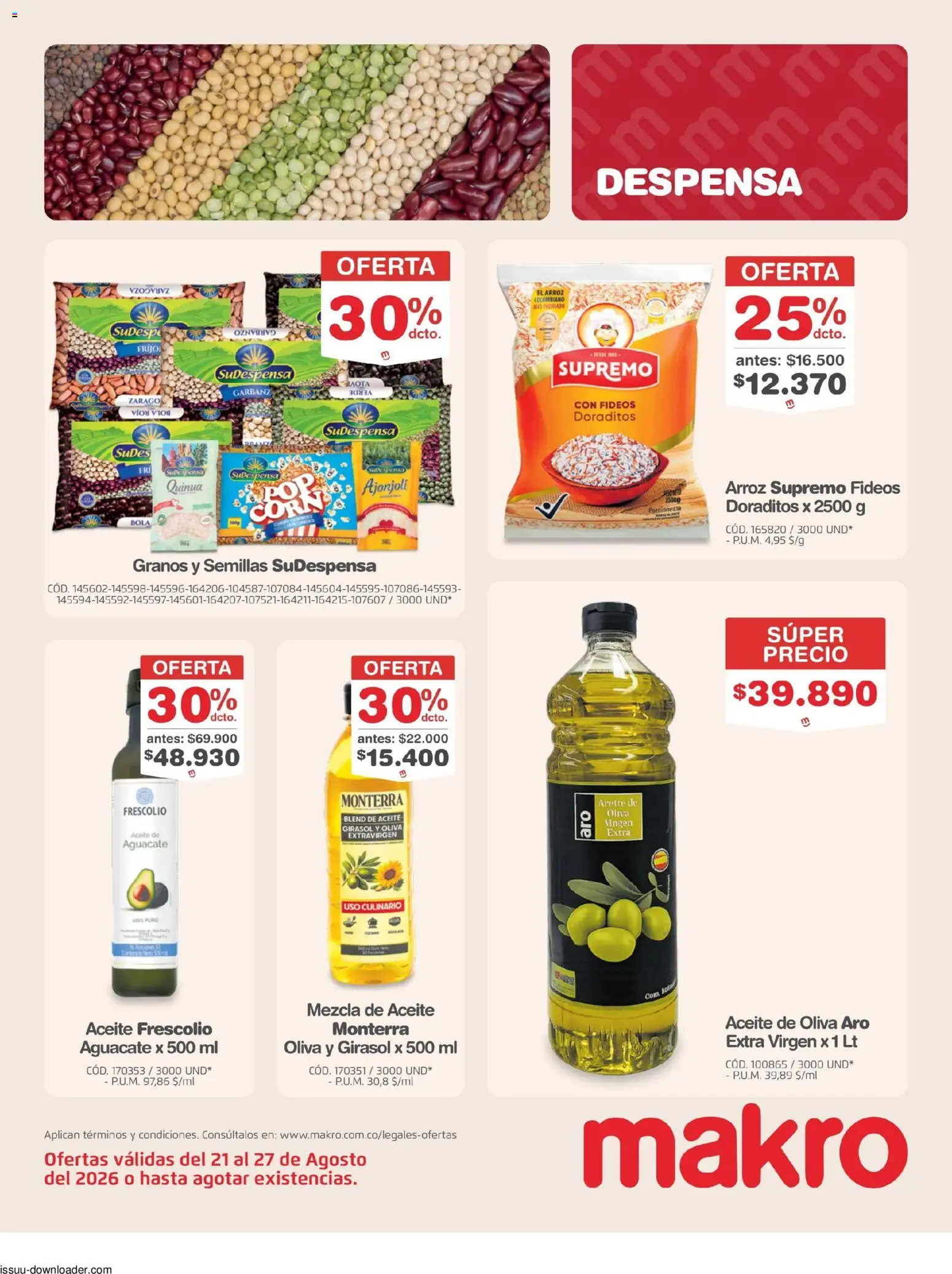 Makro revista - valida desde el 21/08/2026 | Página: 12 | Productos: Arroz, Quinua, Oliva, Aceite
