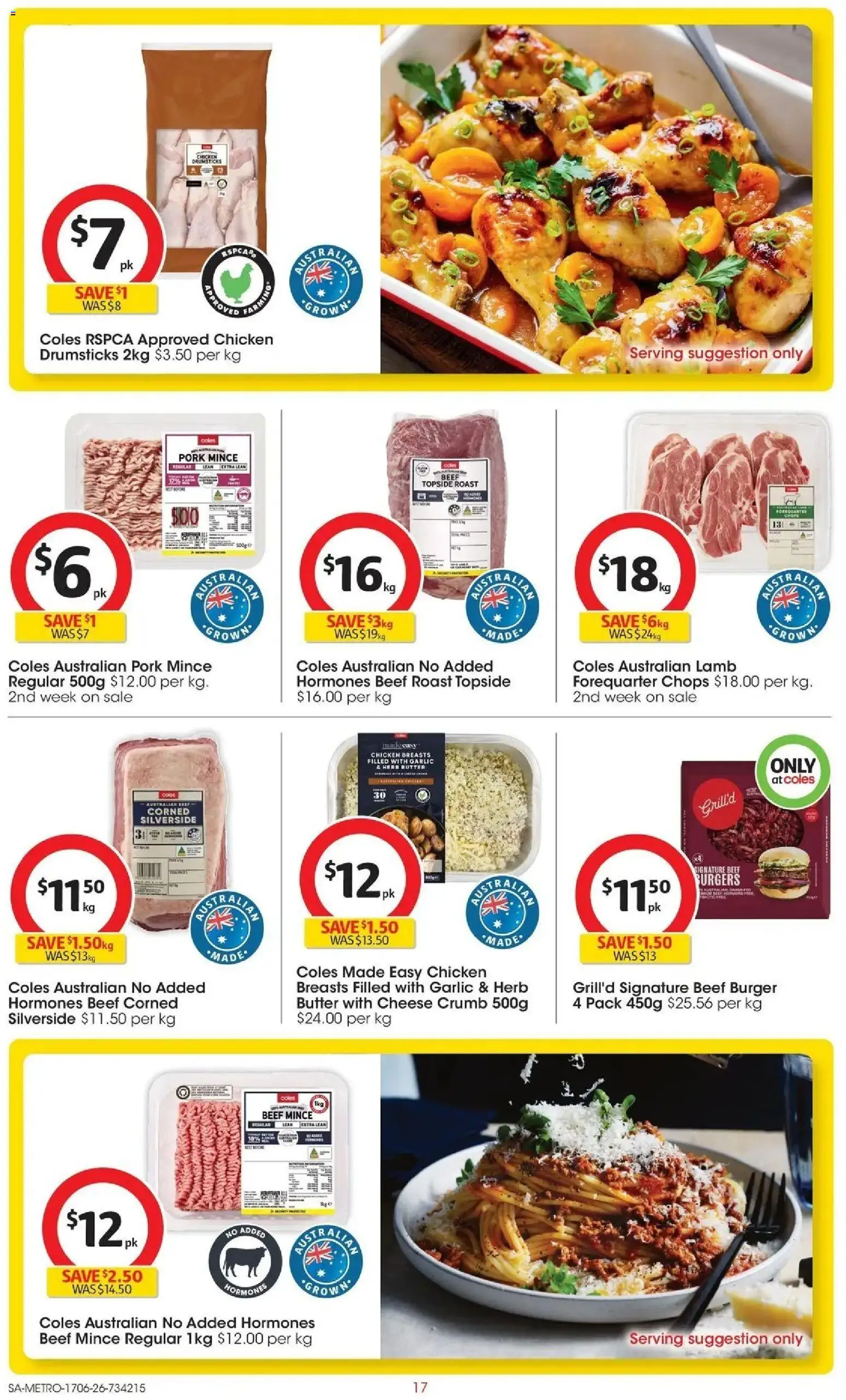 Coles catalogue - valid from 16.06.2026 | Page: 17 | Products: Butter, Chicken, Pork, Lamb