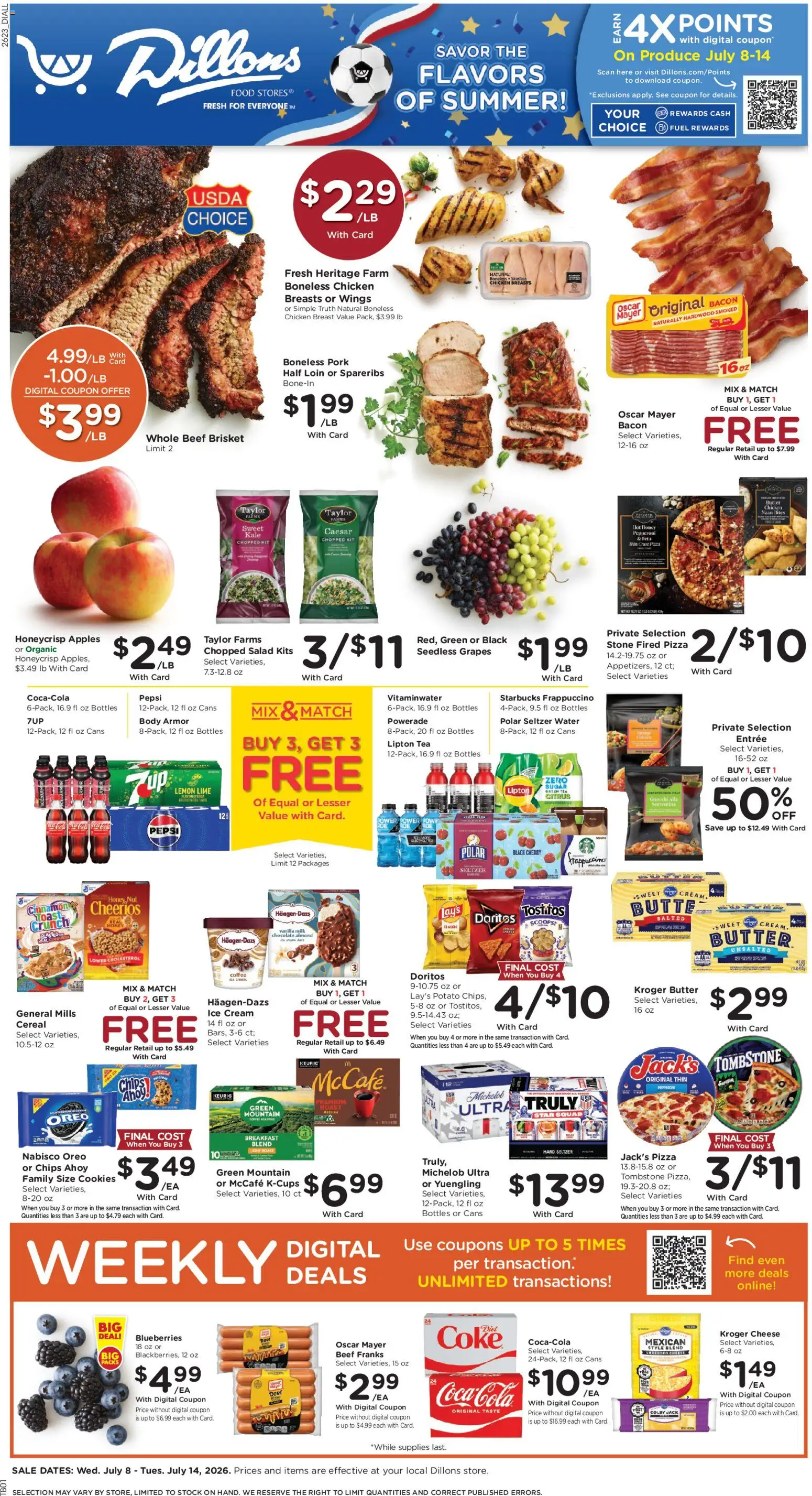 Dillons Weekly Ad - valid from 07/08/2026 | Page: 1 | Products: Cheese, Sugar, Lemon, Lime