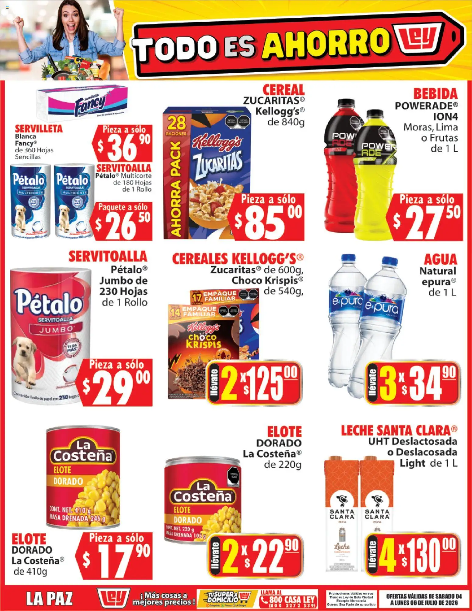 Nuevas ofertas de Casa Ley válidas en toda la República Mexicana desde el 04/07/2026. ¡Encuentra las mejores ofertas en Casa Ley folleto Todo es ahorro! | Página: 5 | Productos: Leche, Lima, Cereales, Té