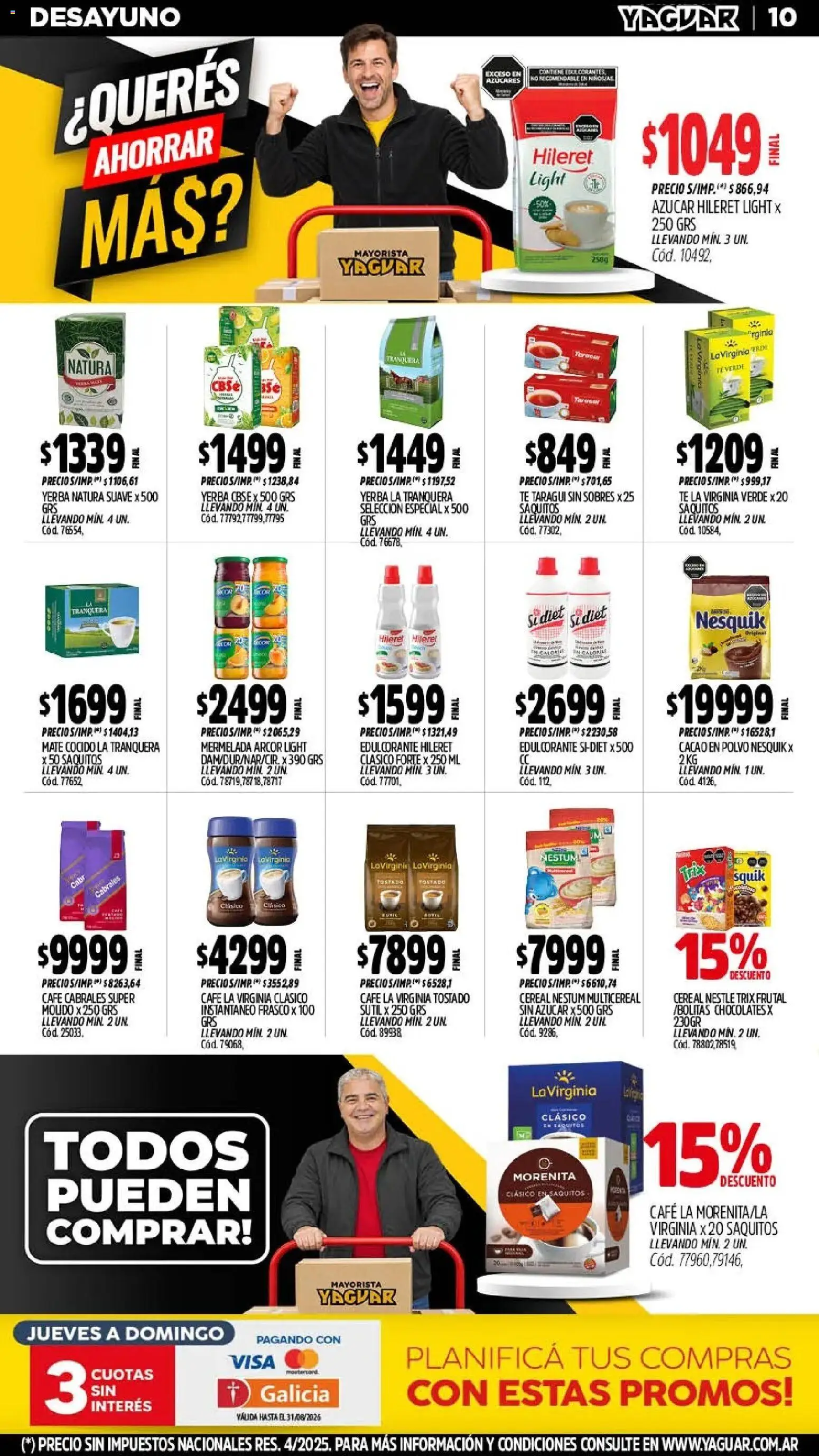 Yaguar - Oferta Semanal Trelew │ válido desde el 24/08/2026 | Página: 10 | Productos: Té verde, Café, Mate cocido, Cacao