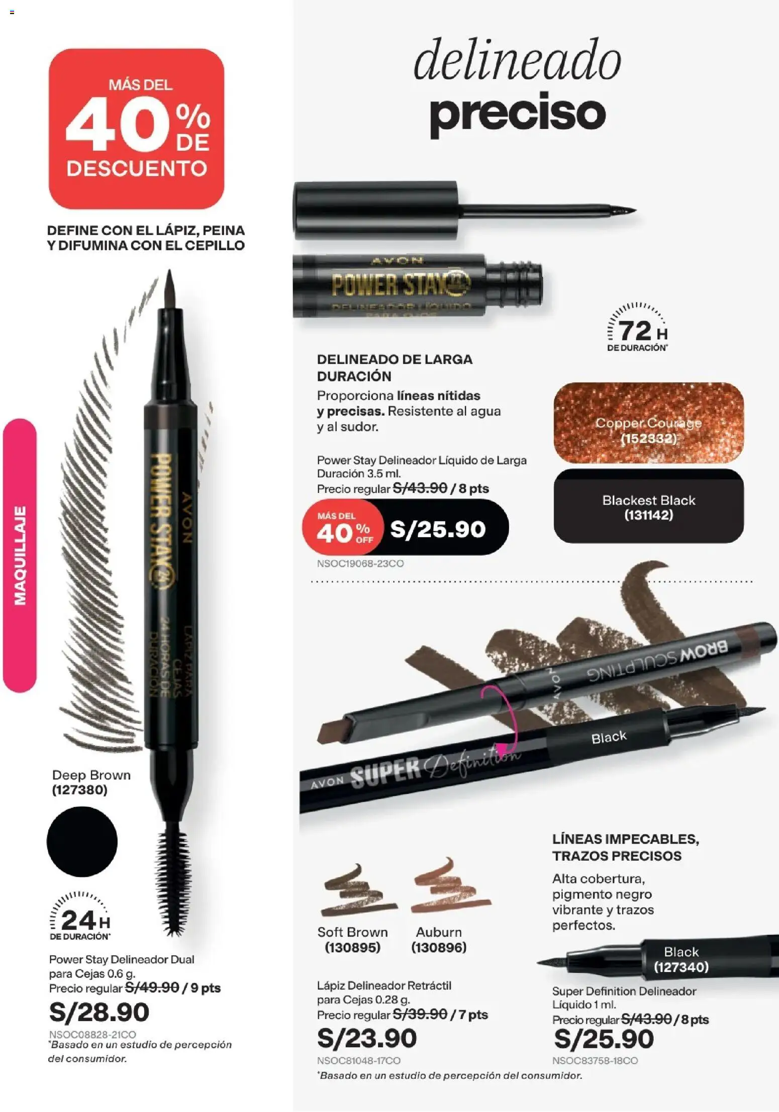 Catálogo Avon válido desde 15/09/2026 | Página: 25 | Productos: Delineador, Agua, Maquillaje