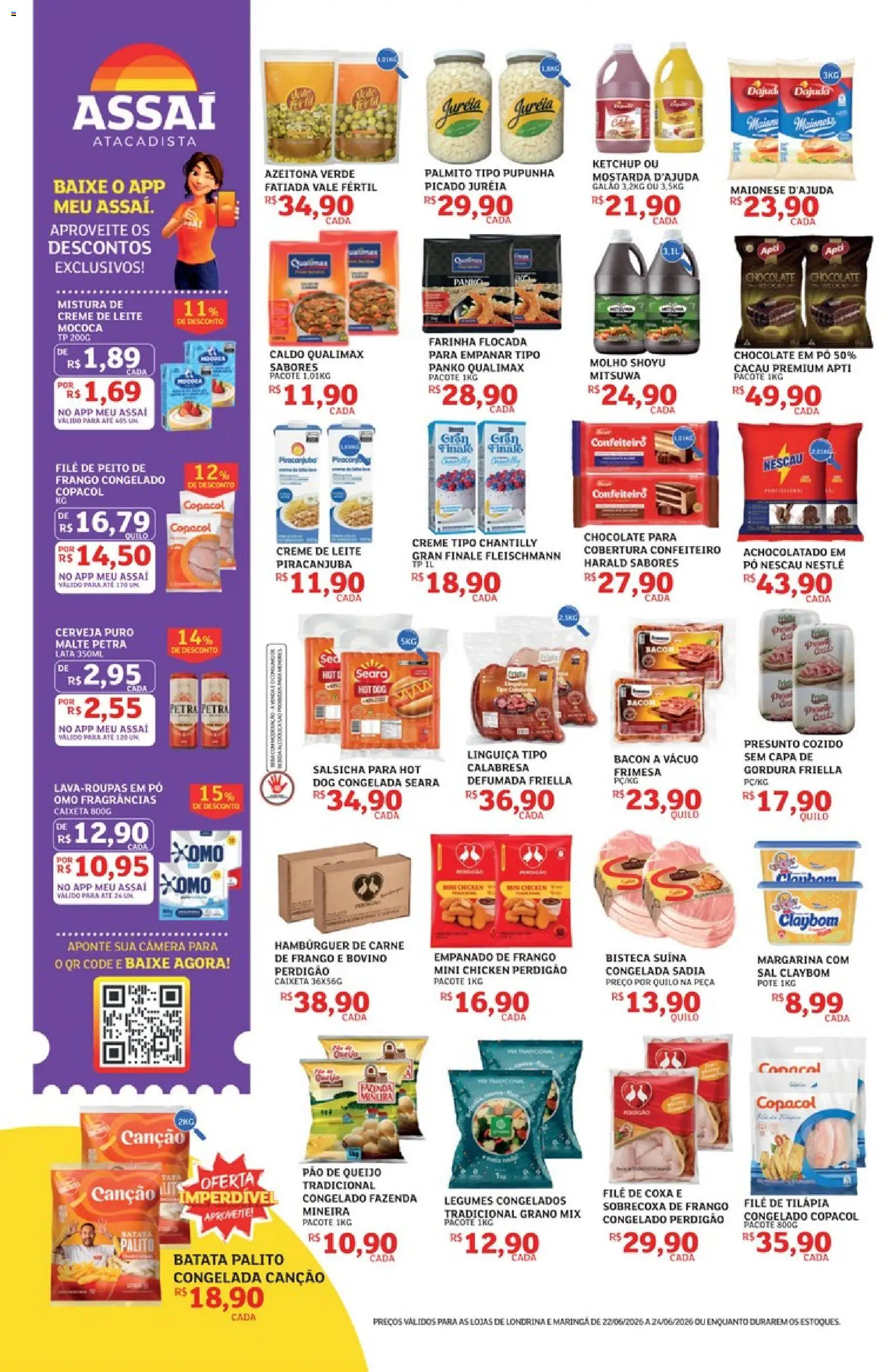 Assaí Atacadista Folheto - válido de 21/06/2026 | Página: 2 | Produtos: Tilápia, Carne, Creme, Hambúrguer