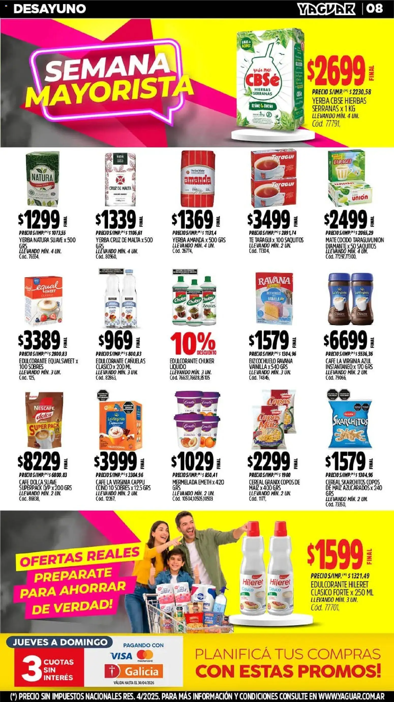 Yaguar - Oferta Semanal Neuquen │ válido desde el 18.05.2026 | Página: 8 | Productos: Copos, Edulcorante, Maiz, Mermelada