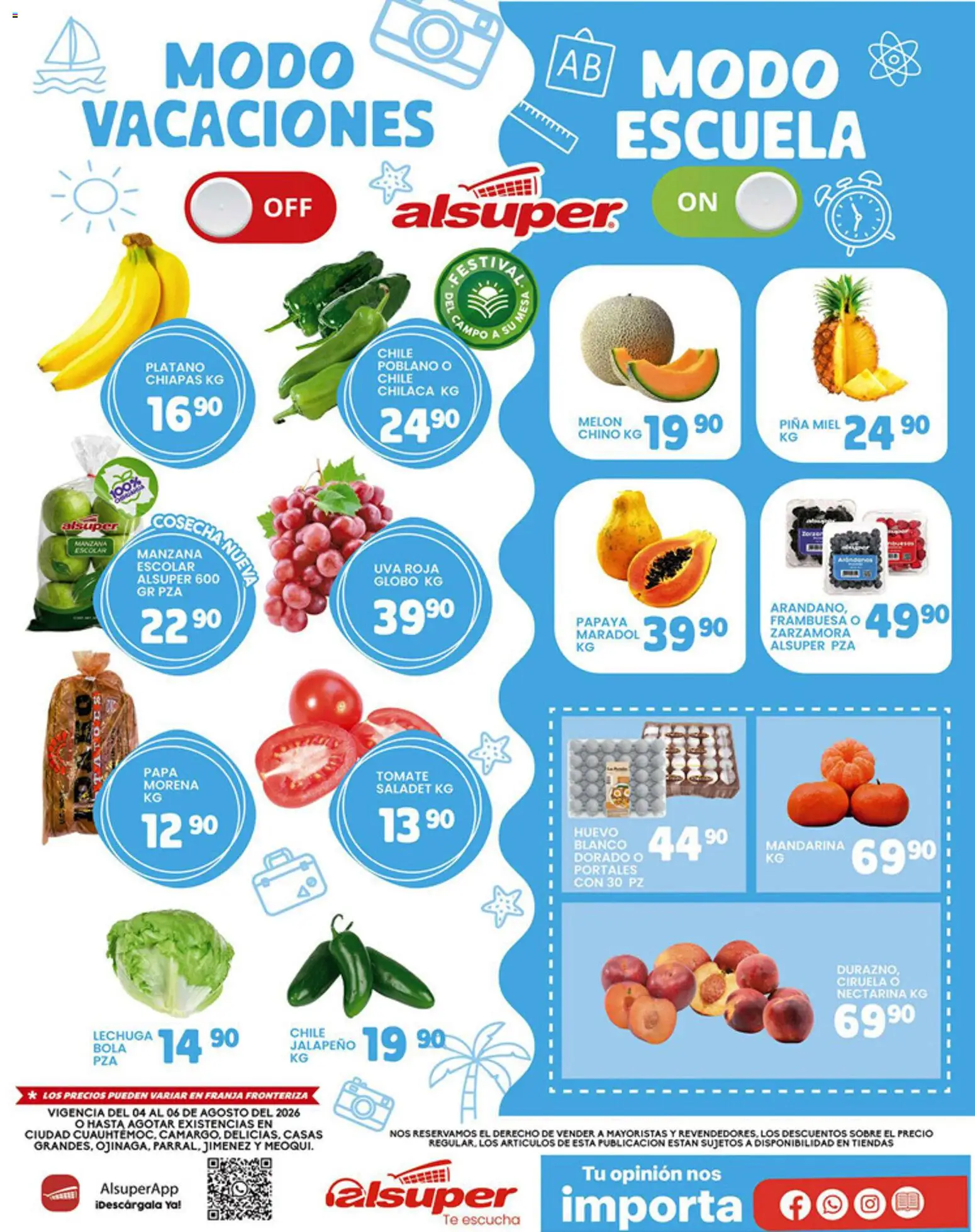 Nuevas ofertas de Alsuper válidas en toda la República Mexicana desde el 04/08/2026. ¡Encuentra las mejores ofertas en Alsuper folleto! | Página: 1 | Productos: Plátano, Papa, Huevo, Sobre