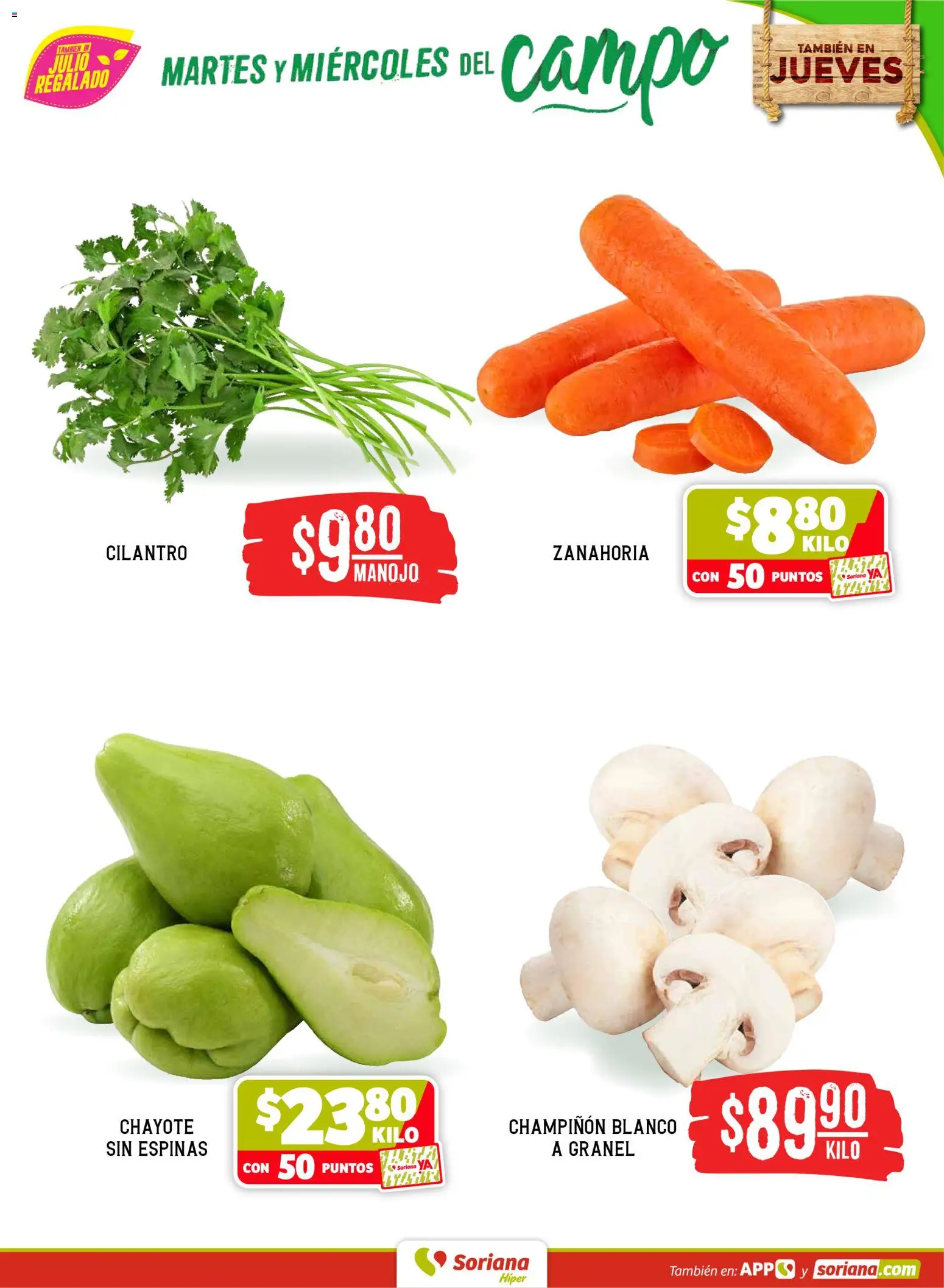 Nuevas ofertas de Soriana válidas en toda la República Mexicana desde el 26.05.2026. ¡Encuentra las mejores ofertas en Soriana Martes y Miércoles del Campo Híper: Chih, Delicias, Dur y Coah (excepto Saltillo)! | Página: 3 | Productos: Zanahoria
