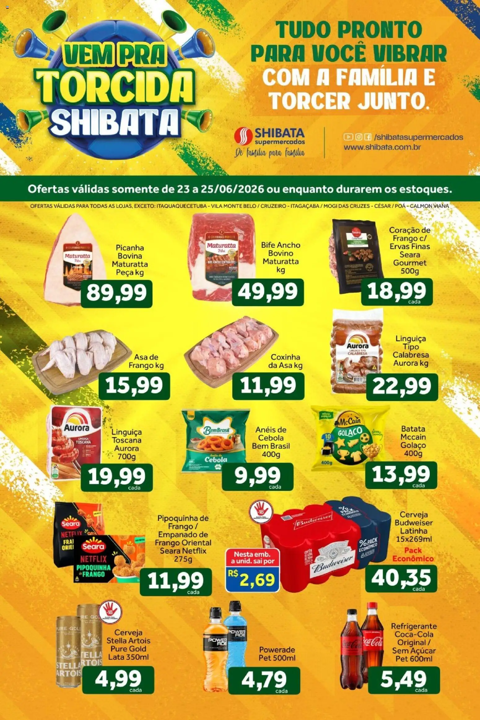 Shibata Folheto - válido de 23/06/2026 | Página: 1 | Produtos: Cebola, Poá, Açúcar, Frango