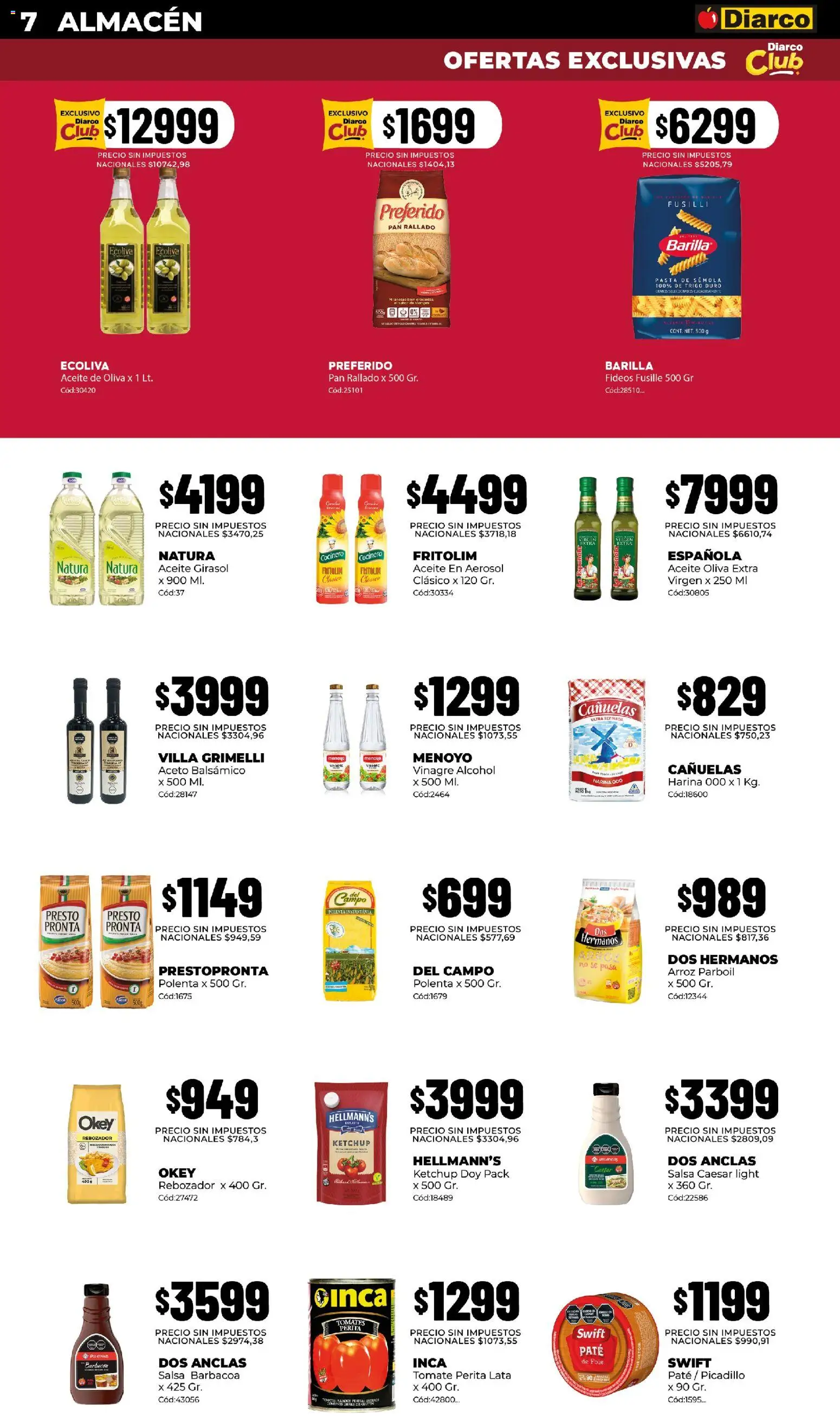 Diarco - Ofertas en Centro del País (Pueblo) │ válido desde el 14/09/2026 | Página: 7 | Productos: Aceite, Vinagre, Paté, Alcohol