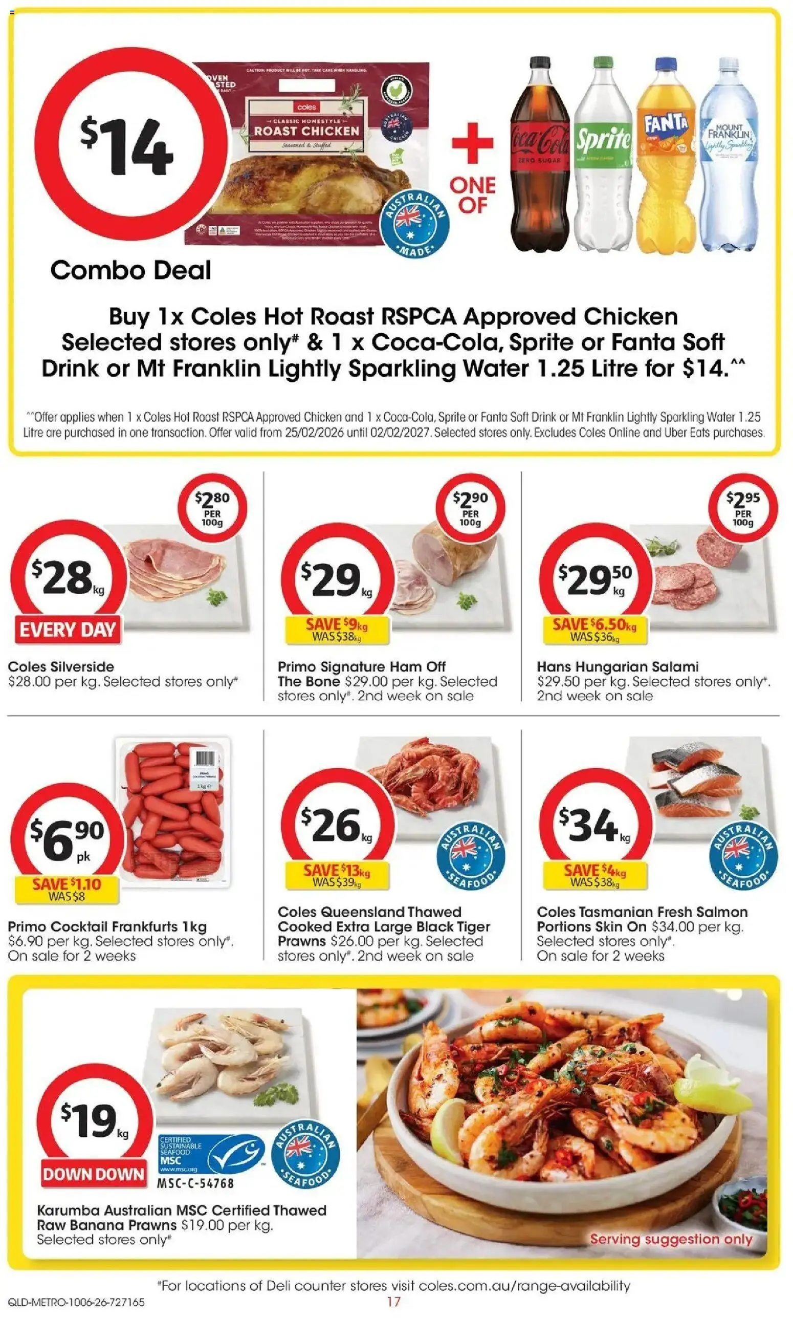 Coles catalogue - valid from 10.06.2026 | Page: 17 | Products: Prawns, Salmon, Seafood, Oven