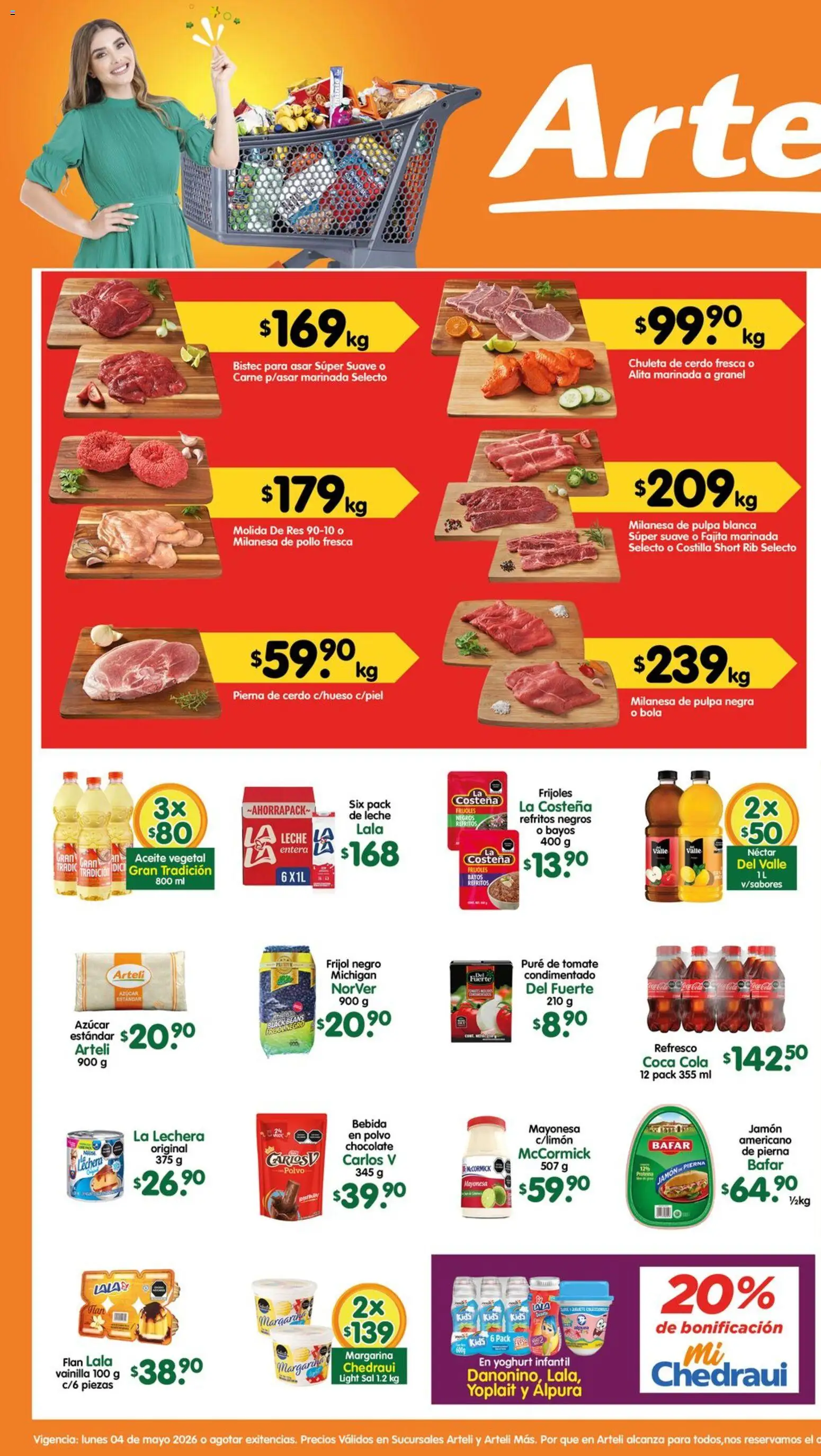 Nuevas ofertas de Arteli válidas en toda la República Mexicana desde el 04.05.2026. ¡Encuentra las mejores ofertas en Arteli folleto! | Página: 1 | Productos: Milanesa, Mayonesa, Chocolate, Res