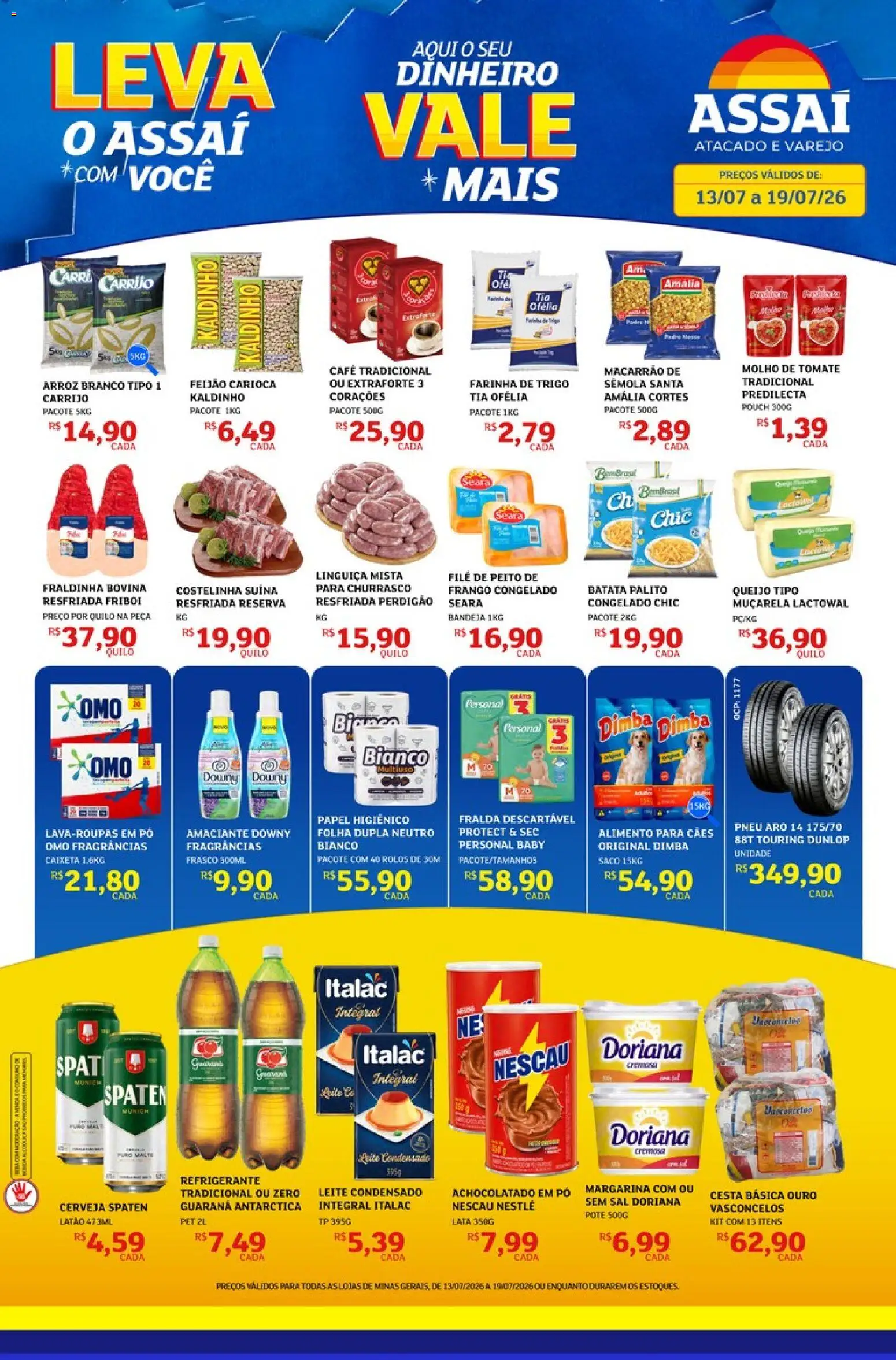 Assaí Atacadista Folheto - válido de 13/07/2026 | Página: 1 | Produtos: Molho de tomate, Linguiça, Queijo, Macarrão