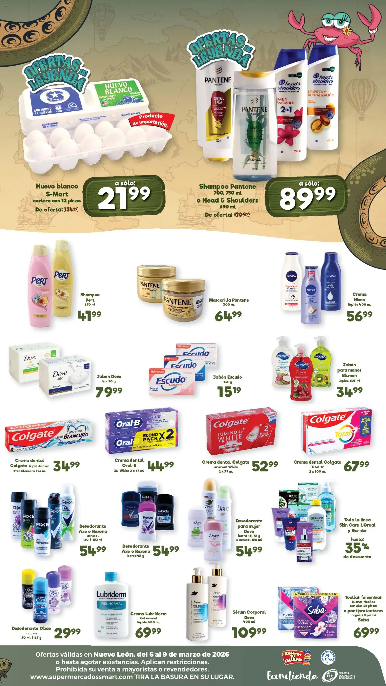 Nuevas ofertas de S-Mart válidas en toda la República Mexicana desde el 06.03.2026. ¡Encuentra las mejores ofertas en S-Mart folleto Ofertas de feria Monterrey! | Página: 2 | Productos: Huevo, Huevos, Body, Toallas