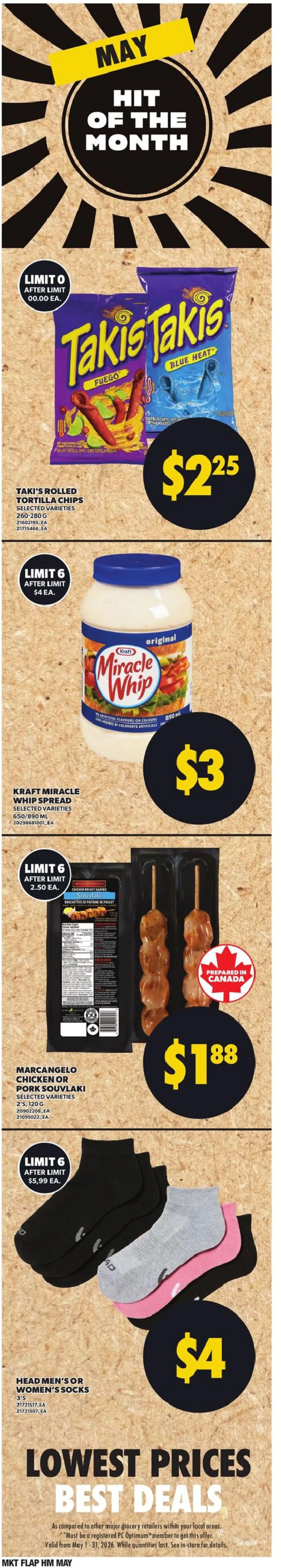 Loblaws flyer valid from 21.05.2026 | Page: 7 | Products: Chips, PC, Socks, Chicken