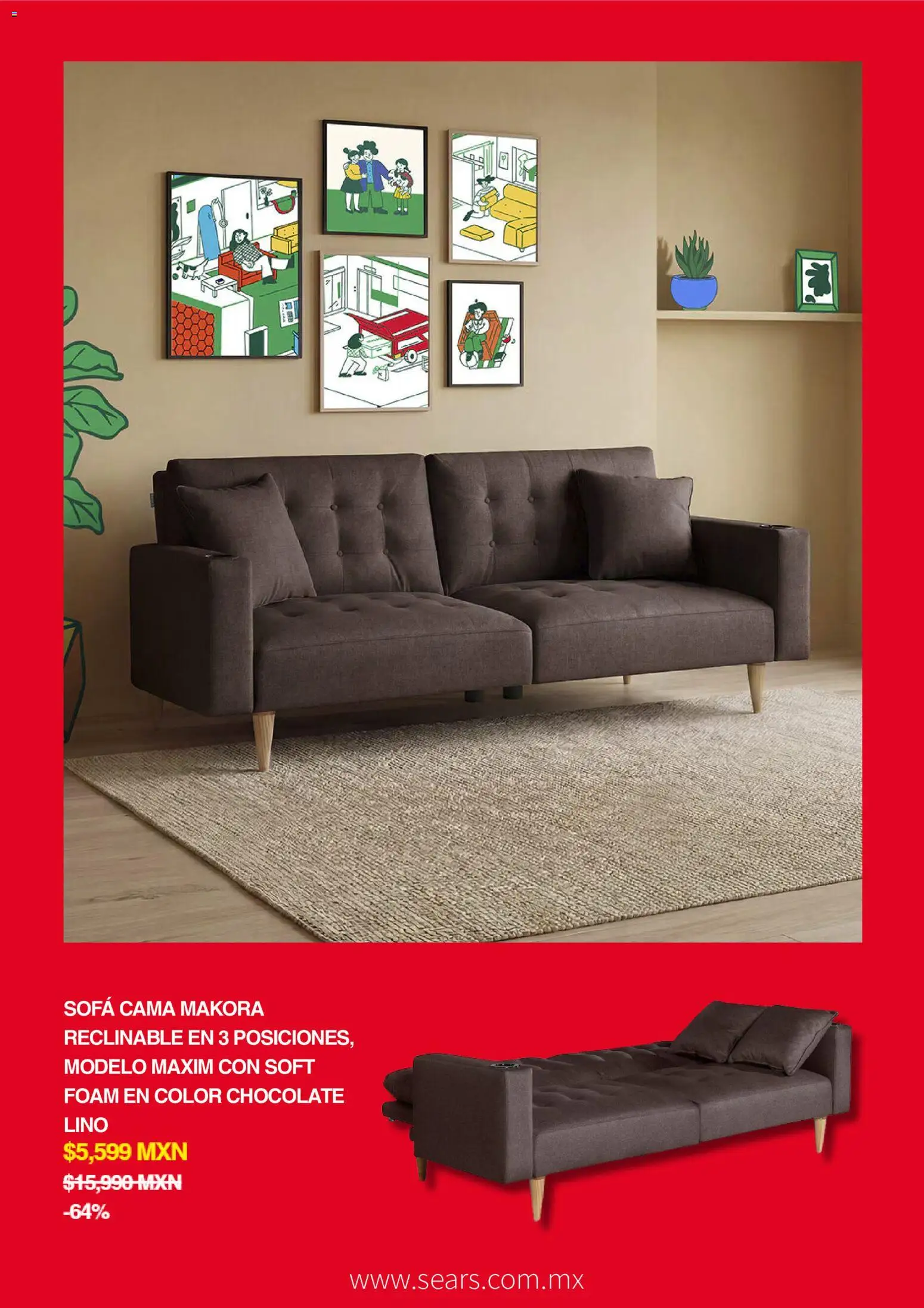 Nuevas ofertas de Sears válidas en toda la República Mexicana desde el 07/07/2026. ¡Encuentra las mejores ofertas en Sears promociones! | Página: 3 | Productos: Sofá, Chocolate, Cama