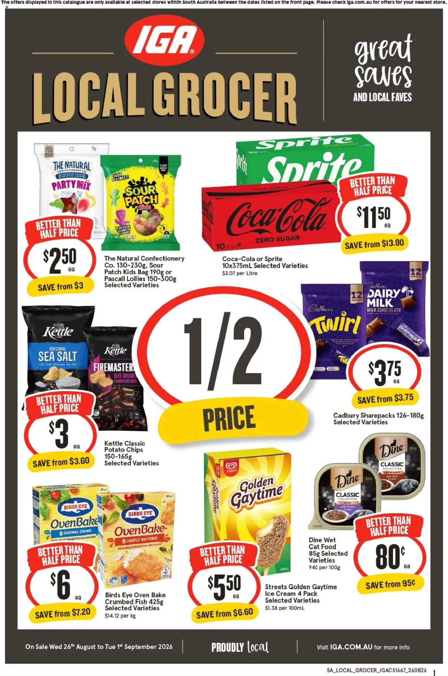 IGA catalogue - valid from 26/08/2026 | Page: 1 | Products: Plant, Beef, Lollies, Kettle