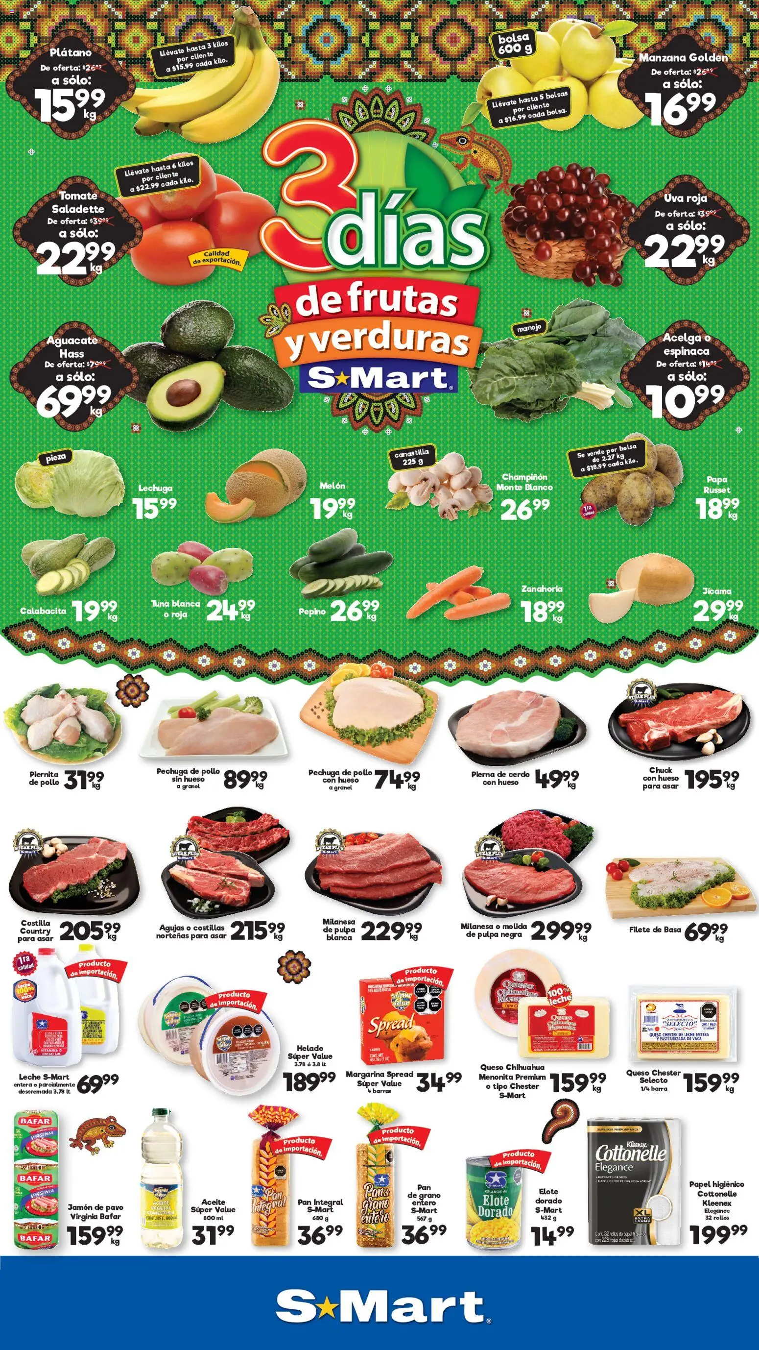 Nuevas ofertas de S-Mart válidas en toda la República Mexicana desde el 01/09/2026. ¡Encuentra las mejores ofertas en S-Mart folleto Monterrey! | Página: 1 | Productos: Plátano, Lechuga, Aguacate, Zanahoria