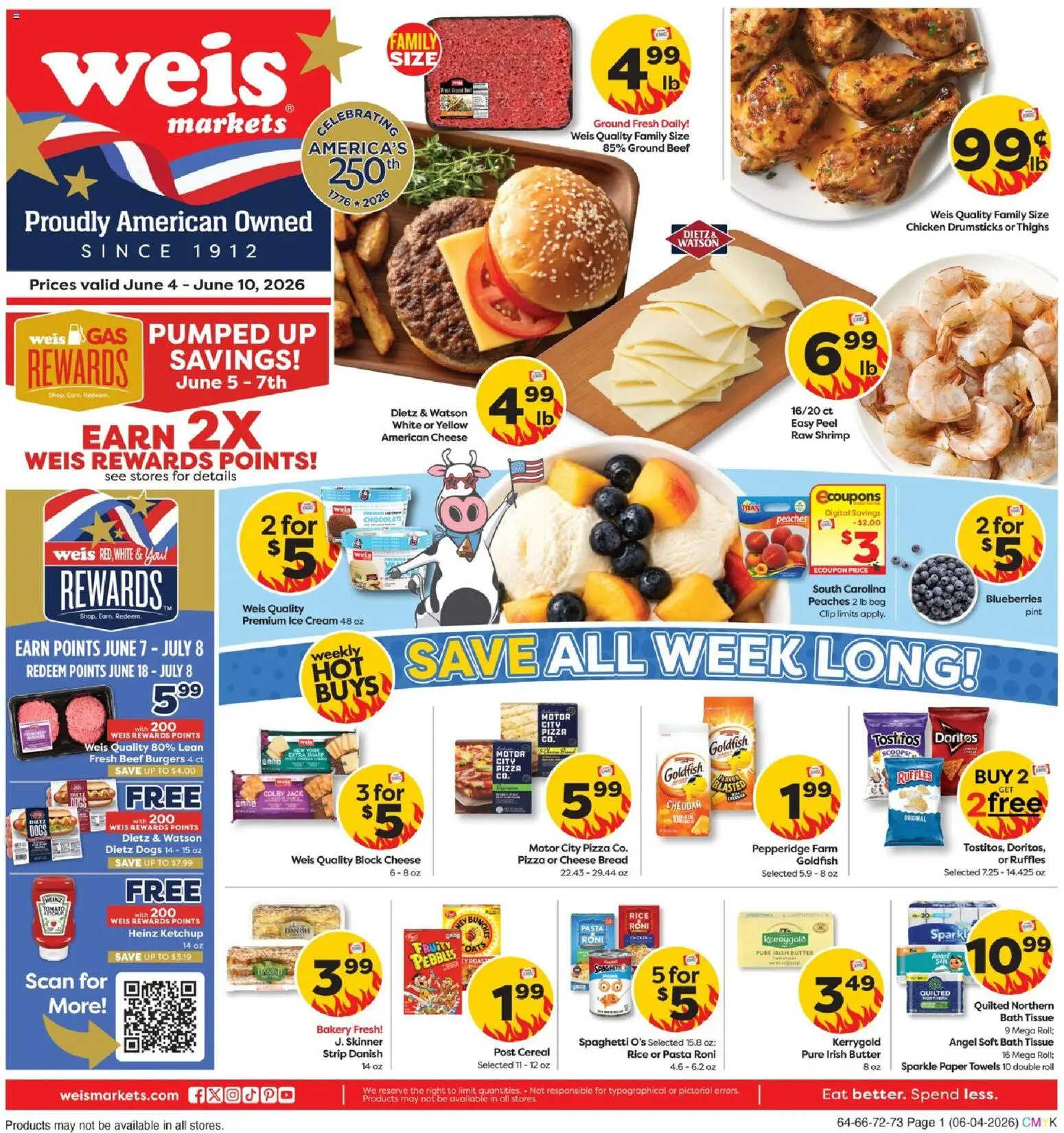 Weis Weekly Circular - NY - valid from 04.06.2026 | Page: 1 | Products: Bath, Bread, Beef, Pasta