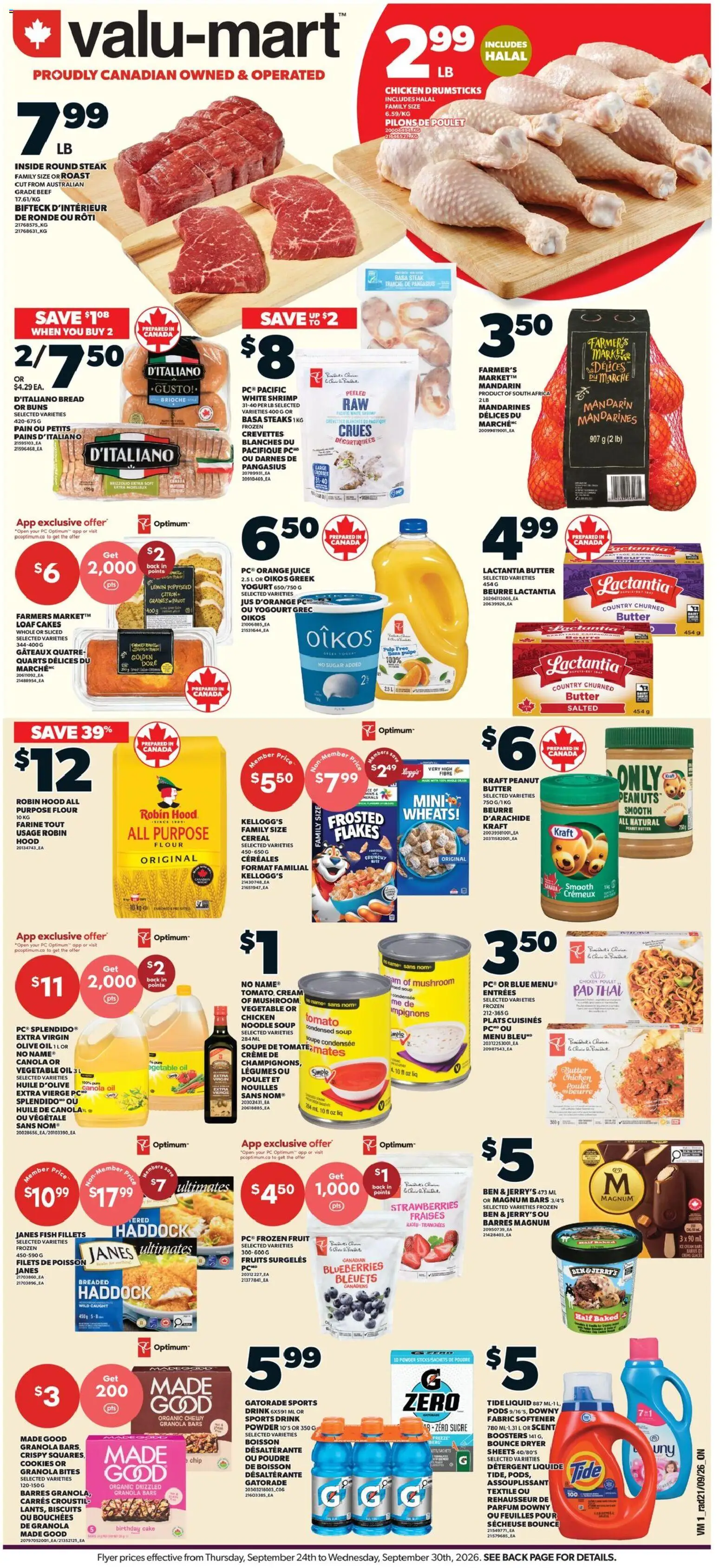 Valu Mart flyer valid from Sep 24, 2026 | Page: 1 | Products: Cookies, Blueberries, Tomato, Oil