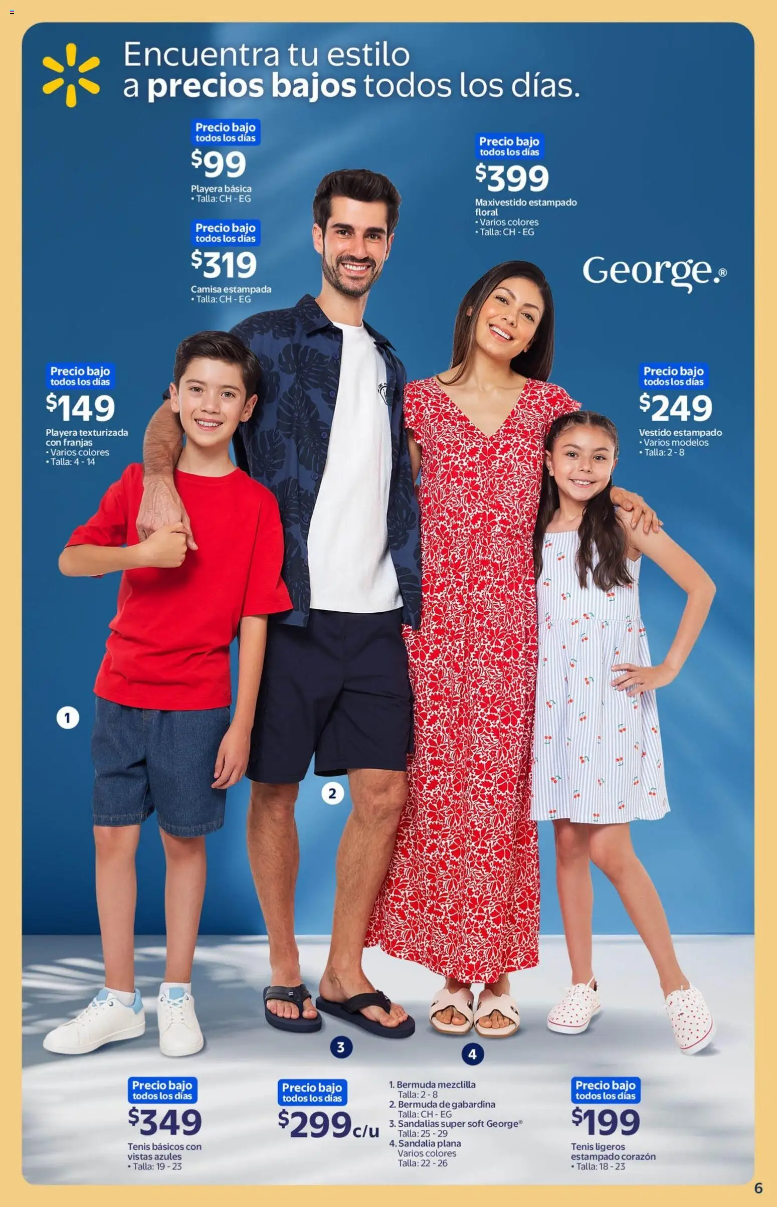 Nuevas ofertas de Walmart válidas en toda la República Mexicana desde el 04.06.2026. ¡Encuentra las mejores ofertas en Walmart folleto Colección Verano 2026! | Página: 6 | Productos: Tenis, Vestido, Sandalias, Bermuda