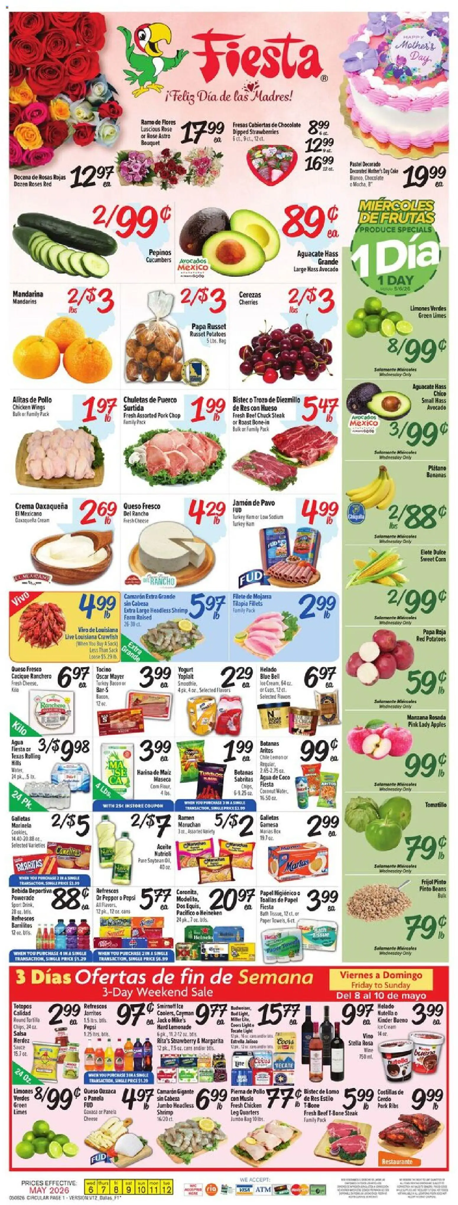 Fiesta Mart Weekly Ad - valid from 06.05.2026 | Page: 1 | Products: Mandarins, Bath, Wine, Cream