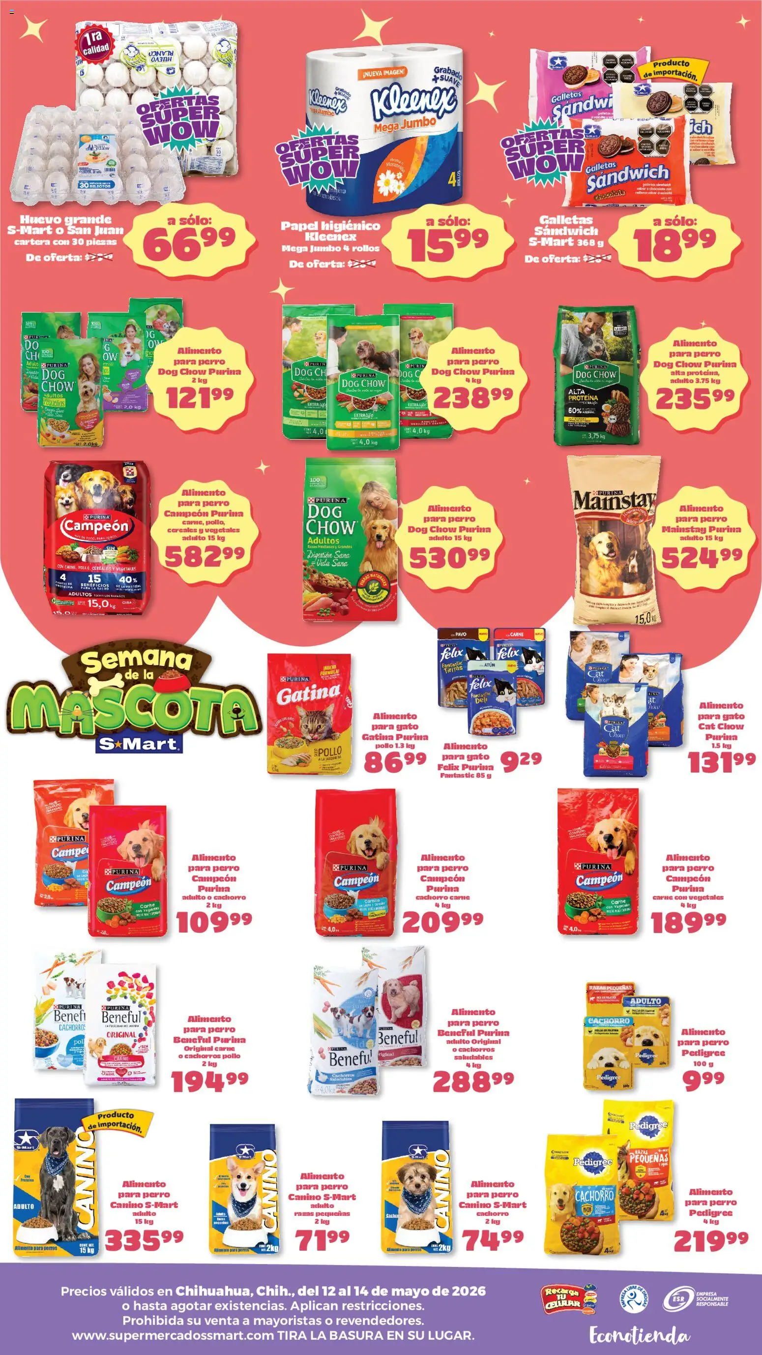 Nuevas ofertas de S-Mart válidas en toda la República Mexicana desde el 12.05.2026. ¡Encuentra las mejores ofertas en S-Mart folleto Ofertas de feria Chihuahua! | Página: 2 | Productos: Pollo, Chocolate, Cereales, Galletas