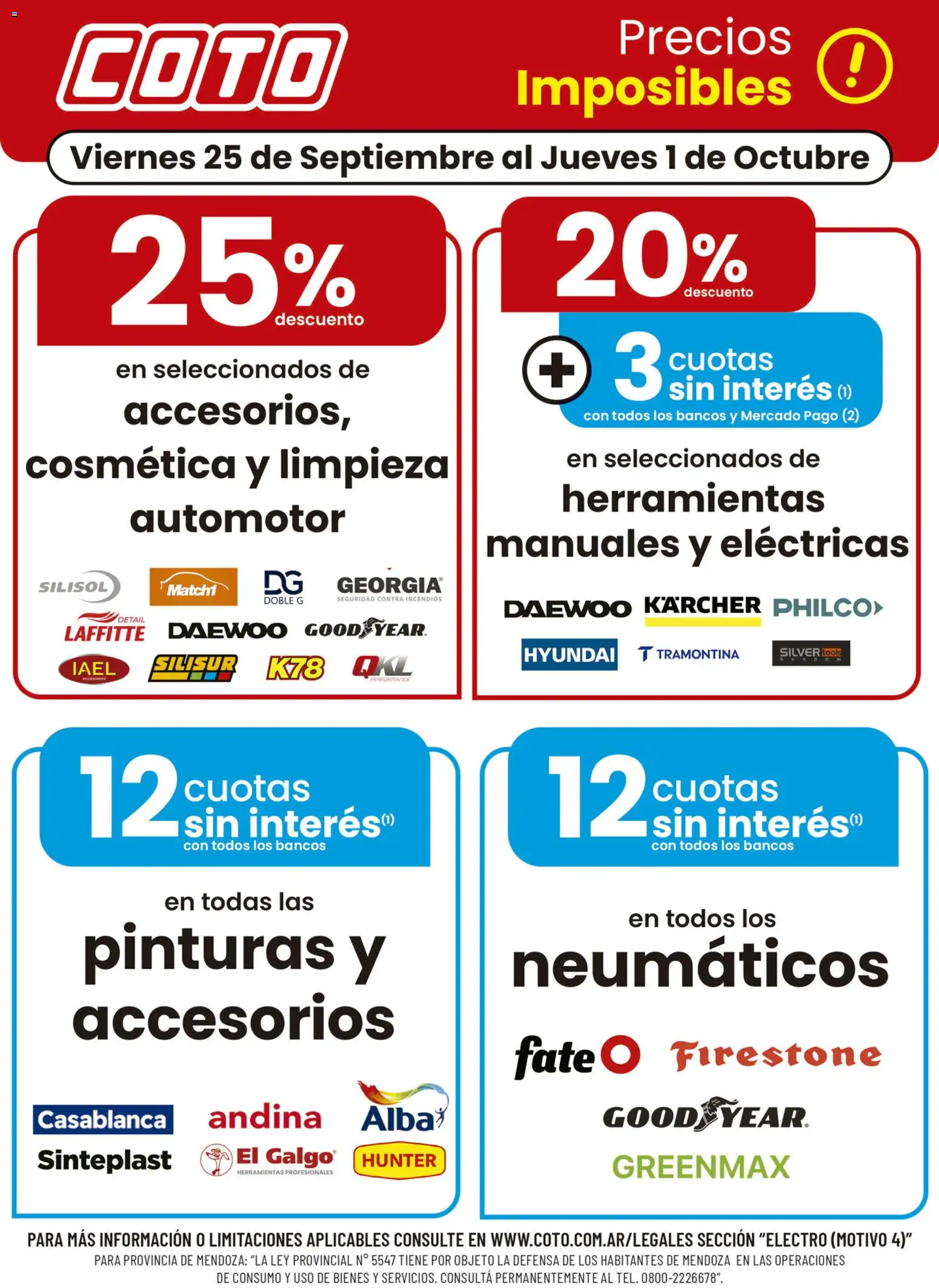 Coto - Electro Motivo 4 │ válido desde el 25/09/2026 | Página: 1 | Productos: Neumáticos, Herramientas