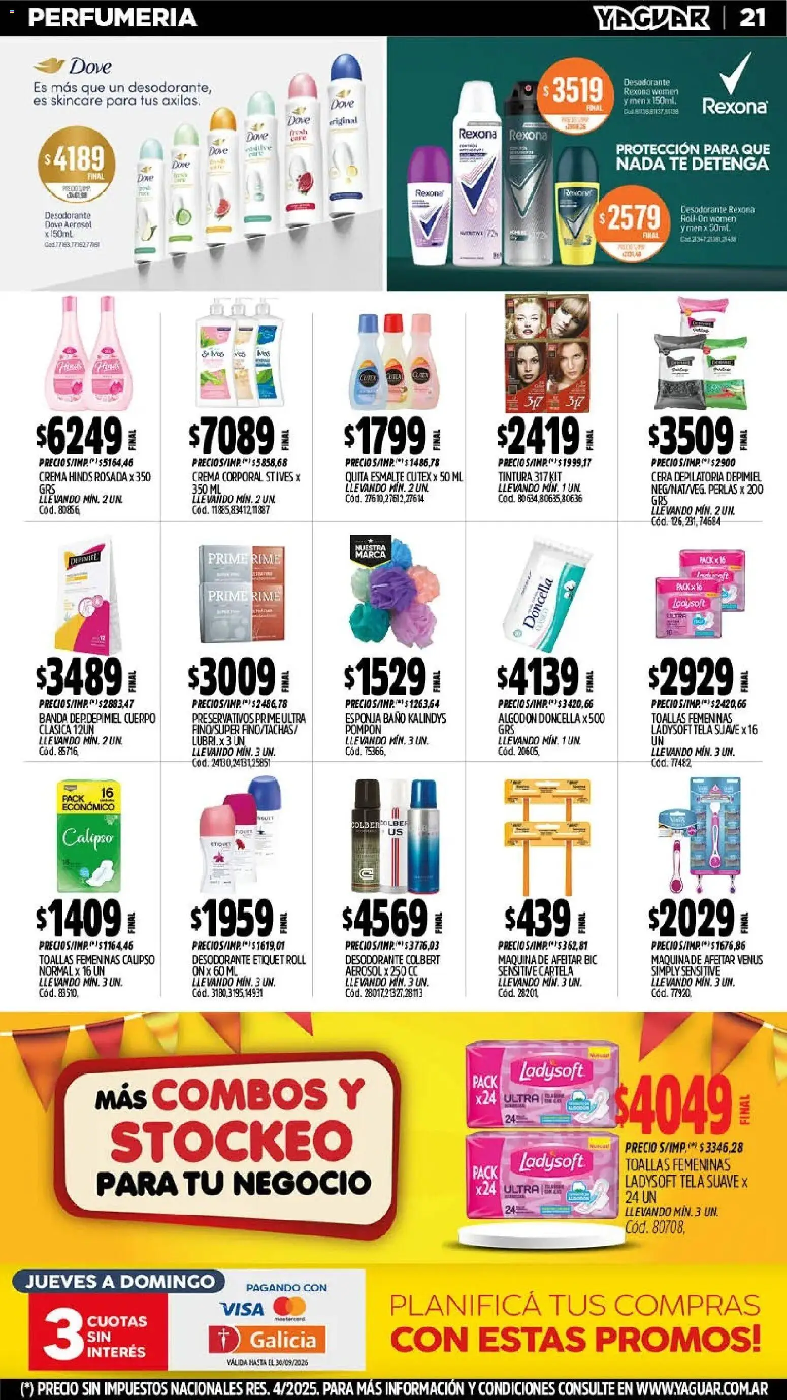 Yaguar - Oferta Semanal Salta │ válido desde el 21/09/2026 | Página: 22 | Productos: Algodón, Maquina de afeitar, Desodorante, Crema