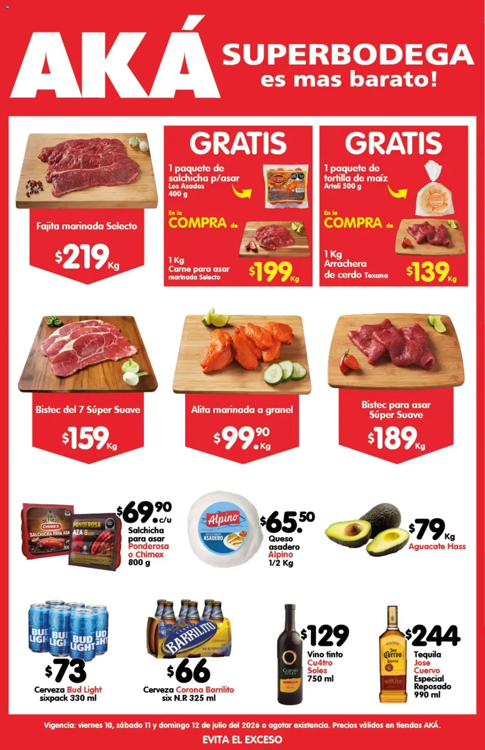 Nuevas ofertas de Arteli válidas en toda la República Mexicana desde el 10/07/2026. ¡Encuentra las mejores ofertas en Arteli folleto Carnita Asada Aká Superbodegas! | Página: 1 | Productos: Maíz, Aguacate, Cerveza, Vino